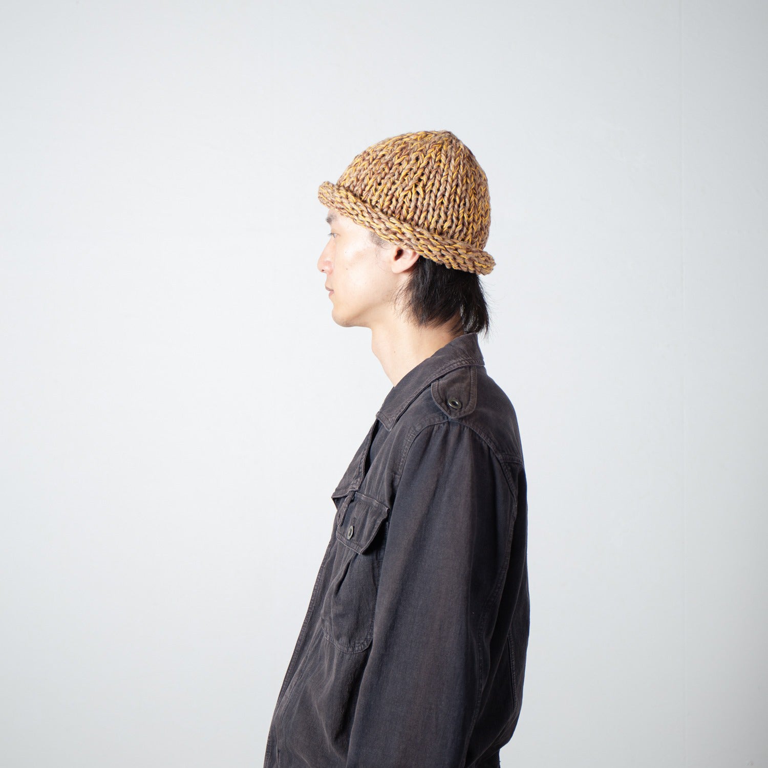 Roll Knit Cap | Color_Beige | No_IA-26-139_Beige【INDIETRO ASSOCIATION_インディエトロアソシエーション】