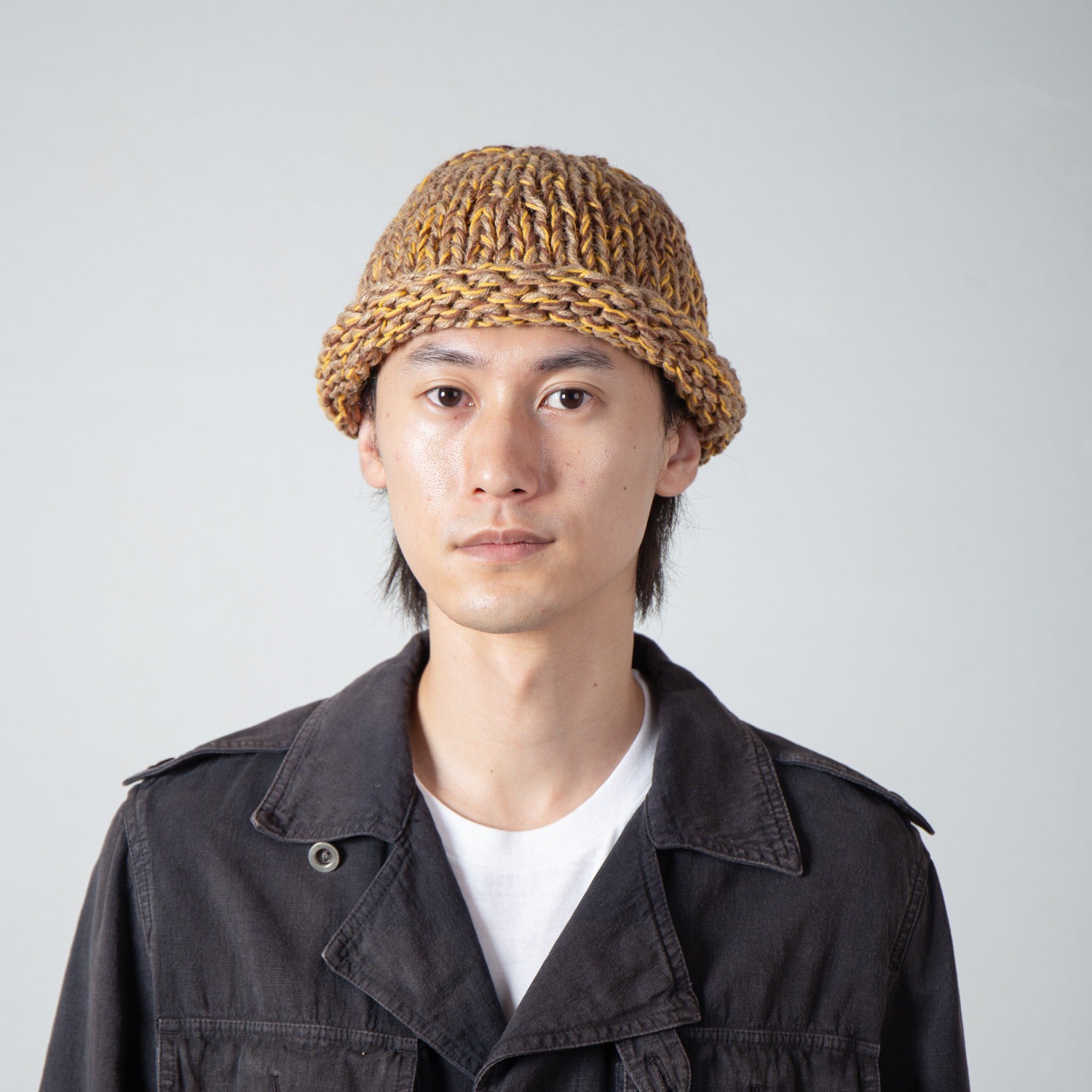 Roll Knit Cap | Color_Beige | No_IA-26-139_Beige【INDIETRO ASSOCIATION_インディエトロアソシエーション】