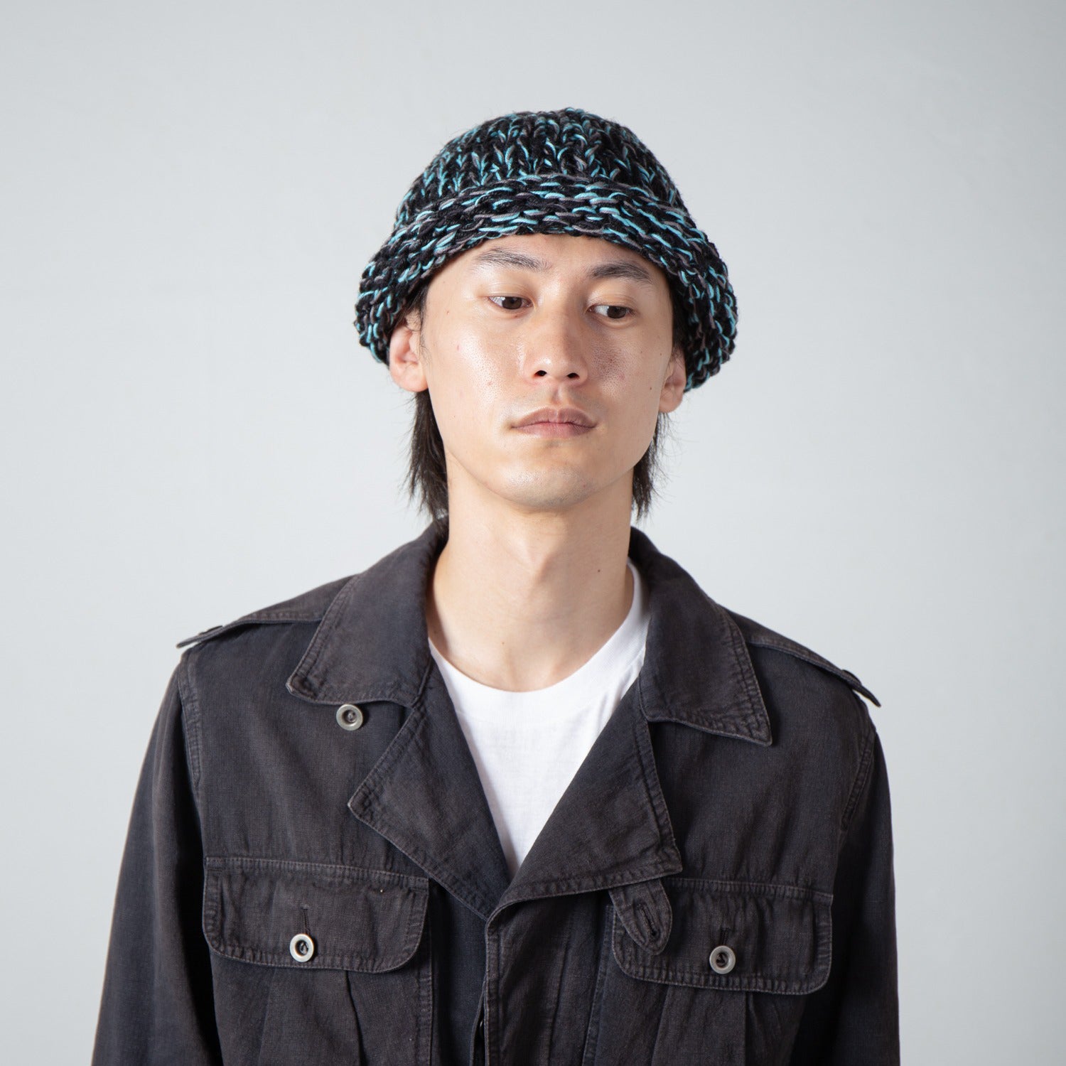 Roll Knit Cap | Color_Black | No_IA-26-139_Black【INDIETRO ASSOCIATION_インディエトロアソシエーション】