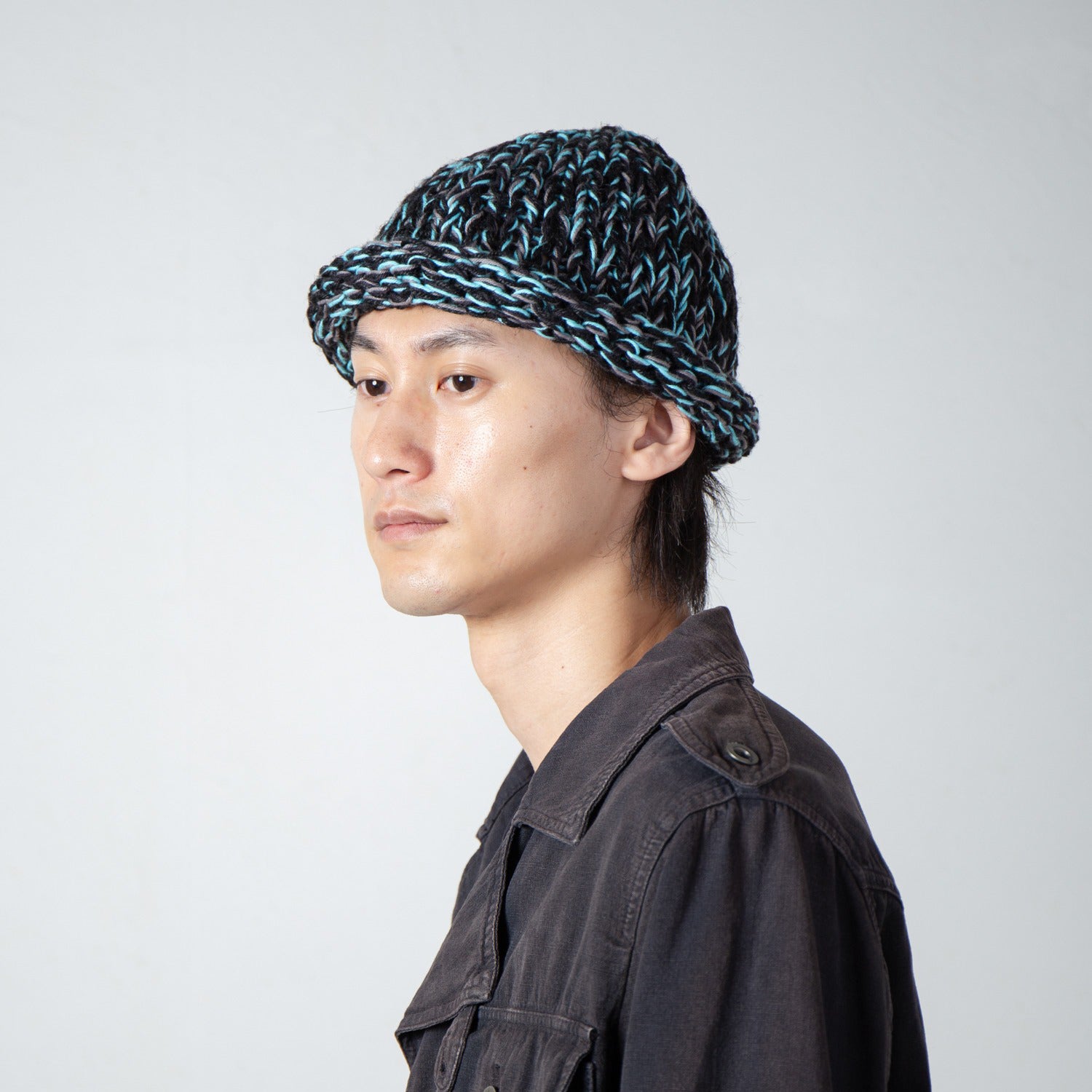 Roll Knit Cap | Color_Black | No_IA-26-139_Black【INDIETRO ASSOCIATION_インディエトロアソシエーション】