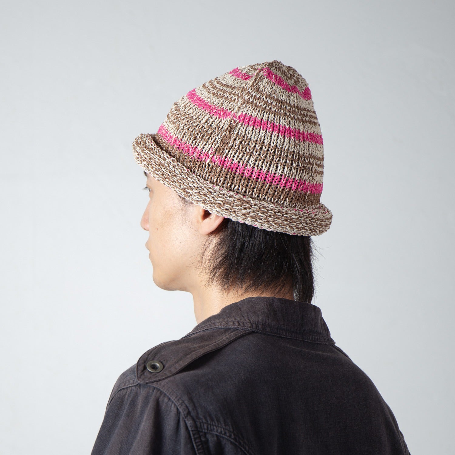 Multi Border Roll Knit Cap – Beige | INDIETRO ASSOCIATION