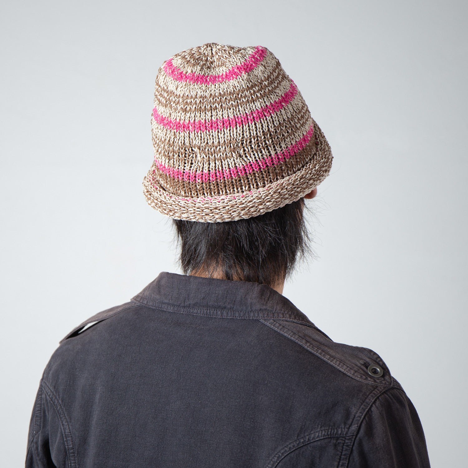 Multi Border Roll Knit Cap – Beige | INDIETRO ASSOCIATION