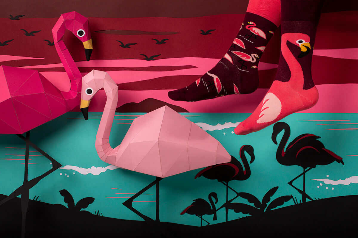 reguler socks / Pink Flamingo【many mornings メニ―モーニングス】【ネコポス選択可能】