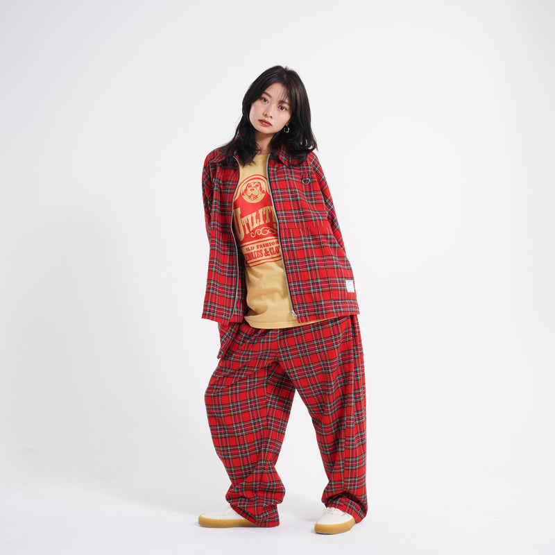 Tartan check EZ Pants – Red/Gray | Size:Free | EFFECTEN