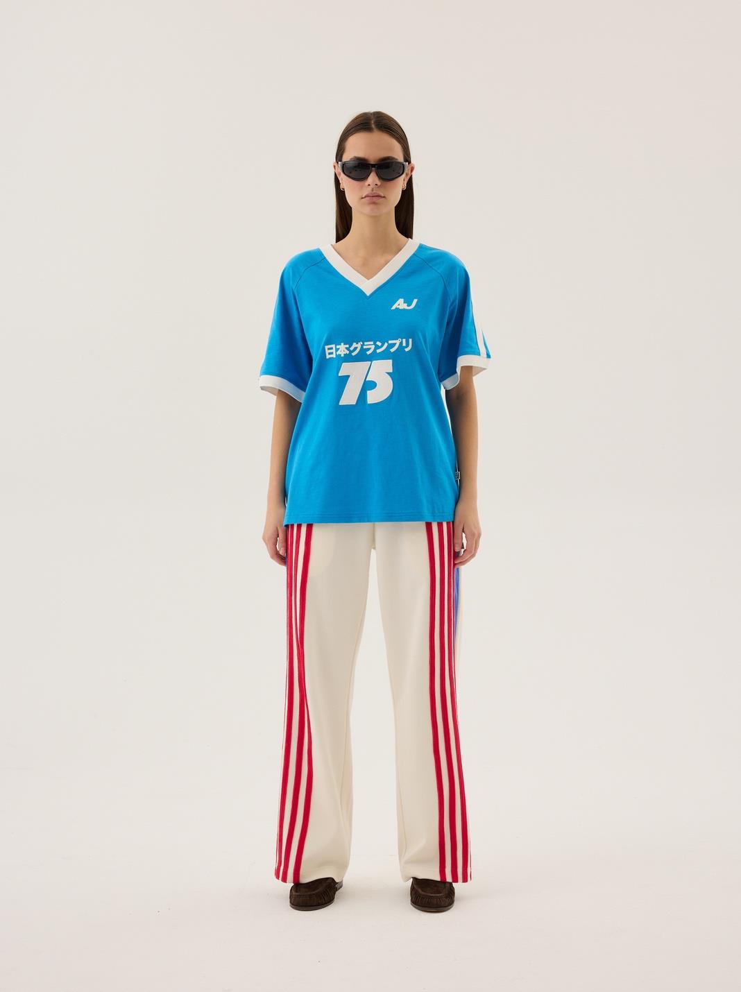 STRIPE SPORTS SHEEN PANT – Snow | ARAMINTA JAMES