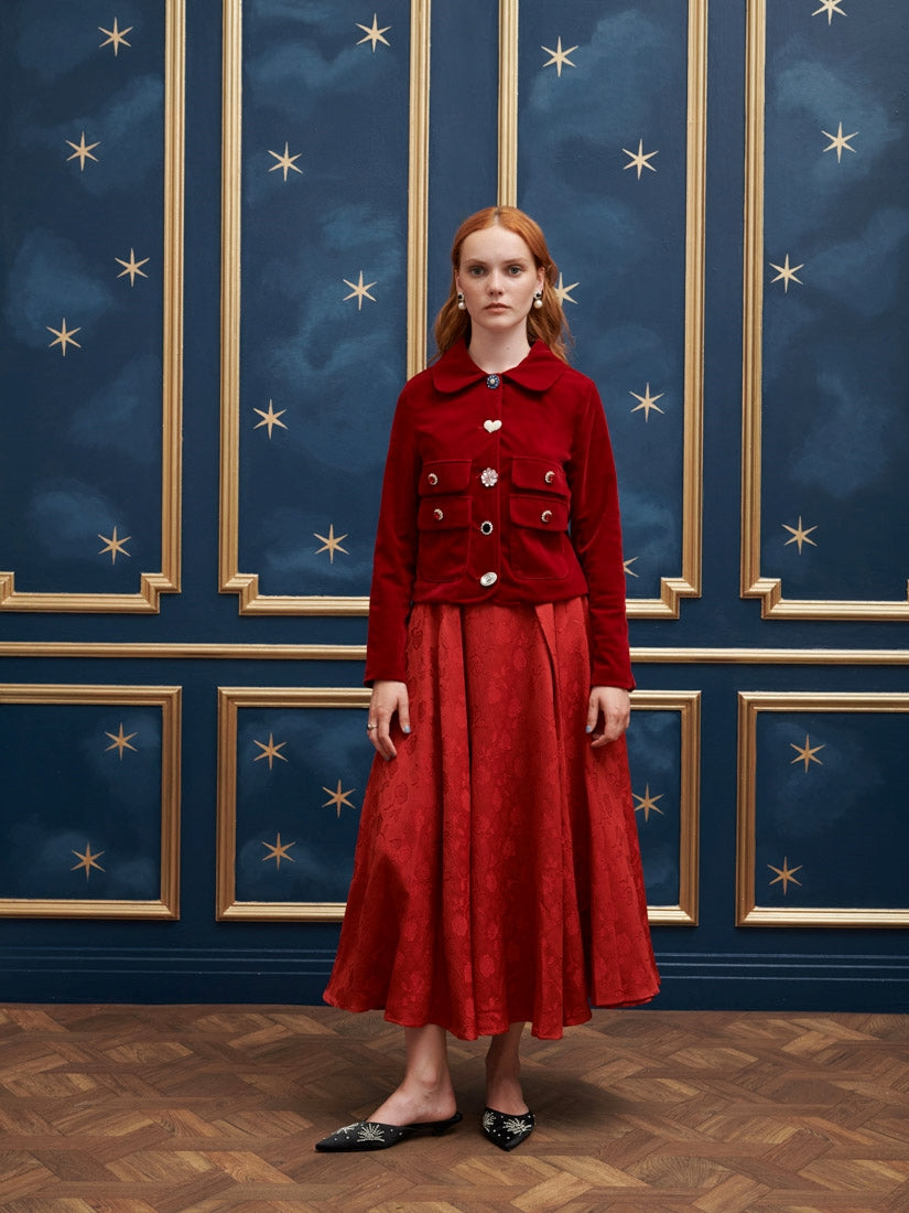 30SJ03JK303RED | Ballad Velvet Jacket【SISTER JANE_シスタージェーン】【archive】