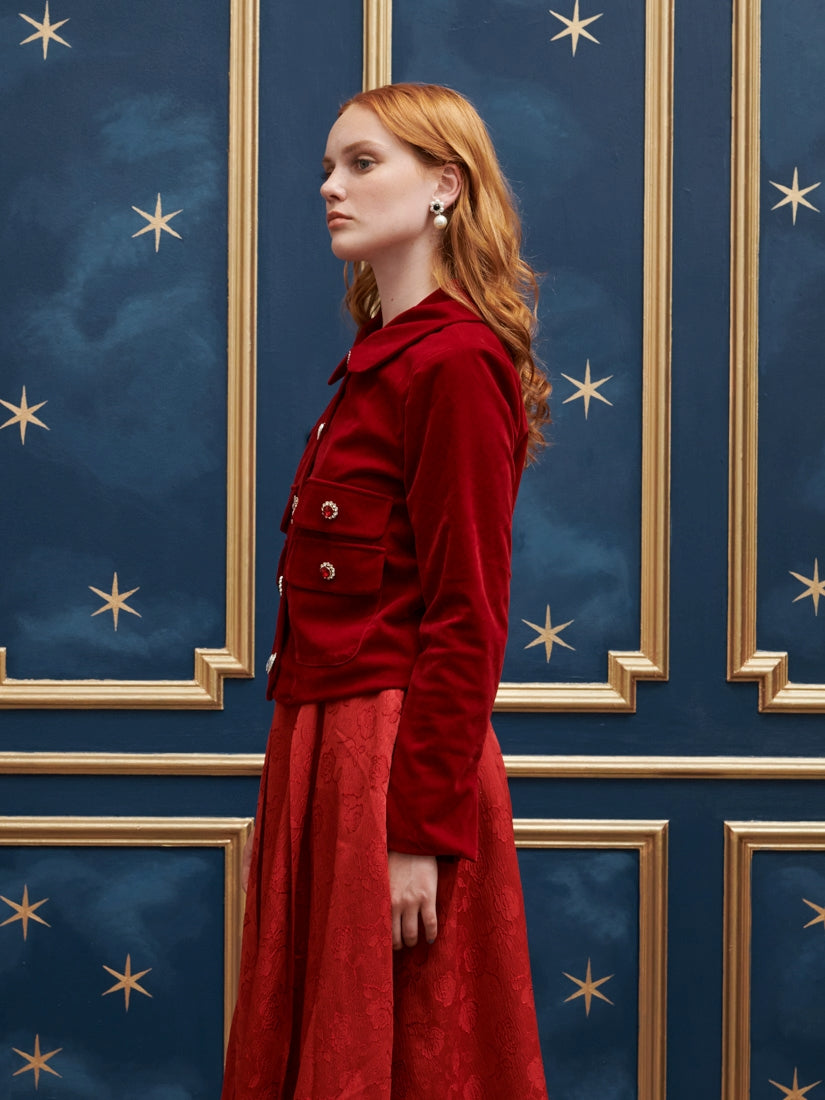 30SJ03JK303RED | Ballad Velvet Jacket【SISTER JANE_シスタージェーン】【archive】