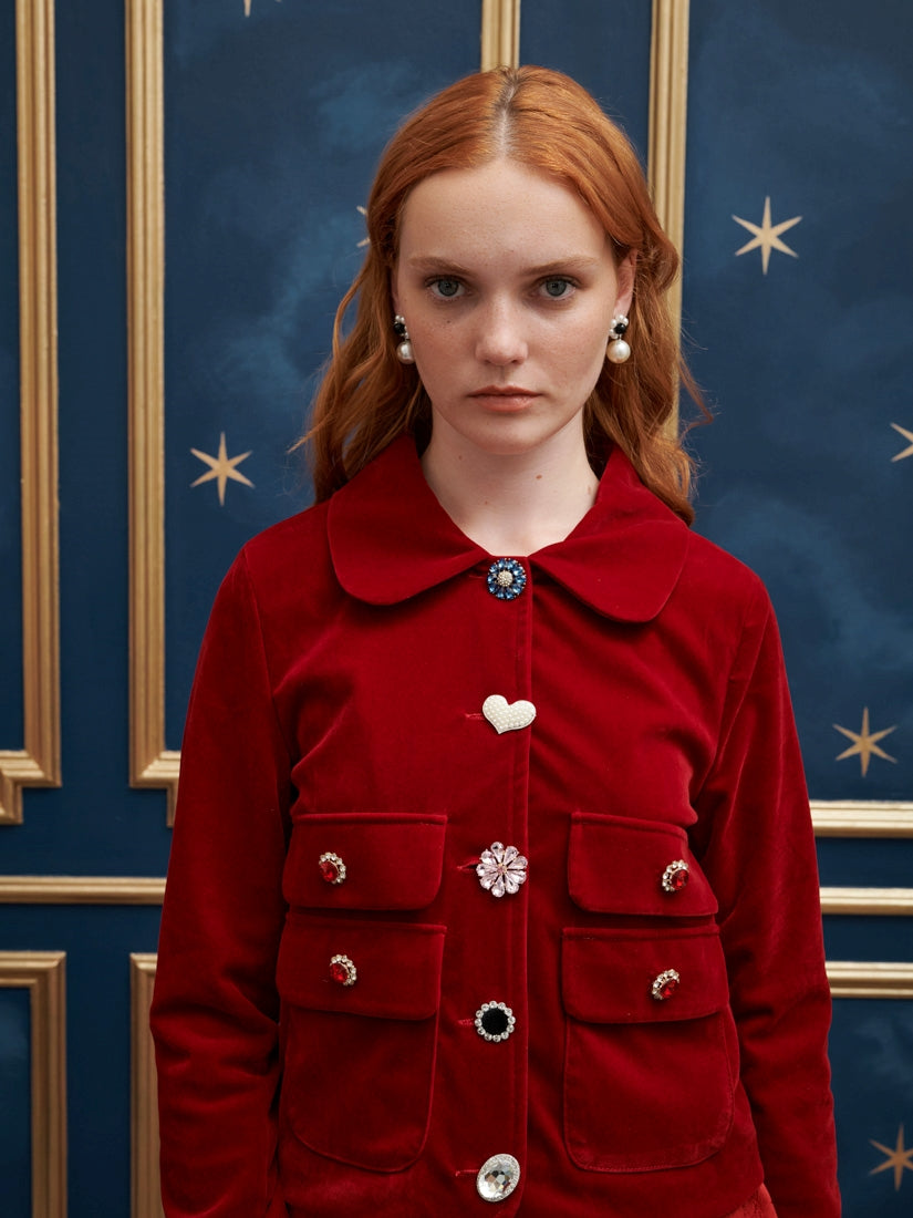 30SJ03JK303RED | Ballad Velvet Jacket【SISTER JANE_シスタージェーン】【archive】