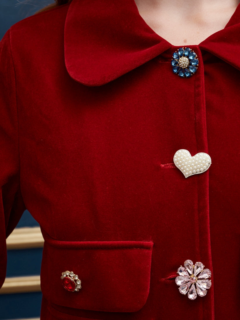 30SJ03JK303RED | Ballad Velvet Jacket【SISTER JANE_シスタージェーン】【archive】