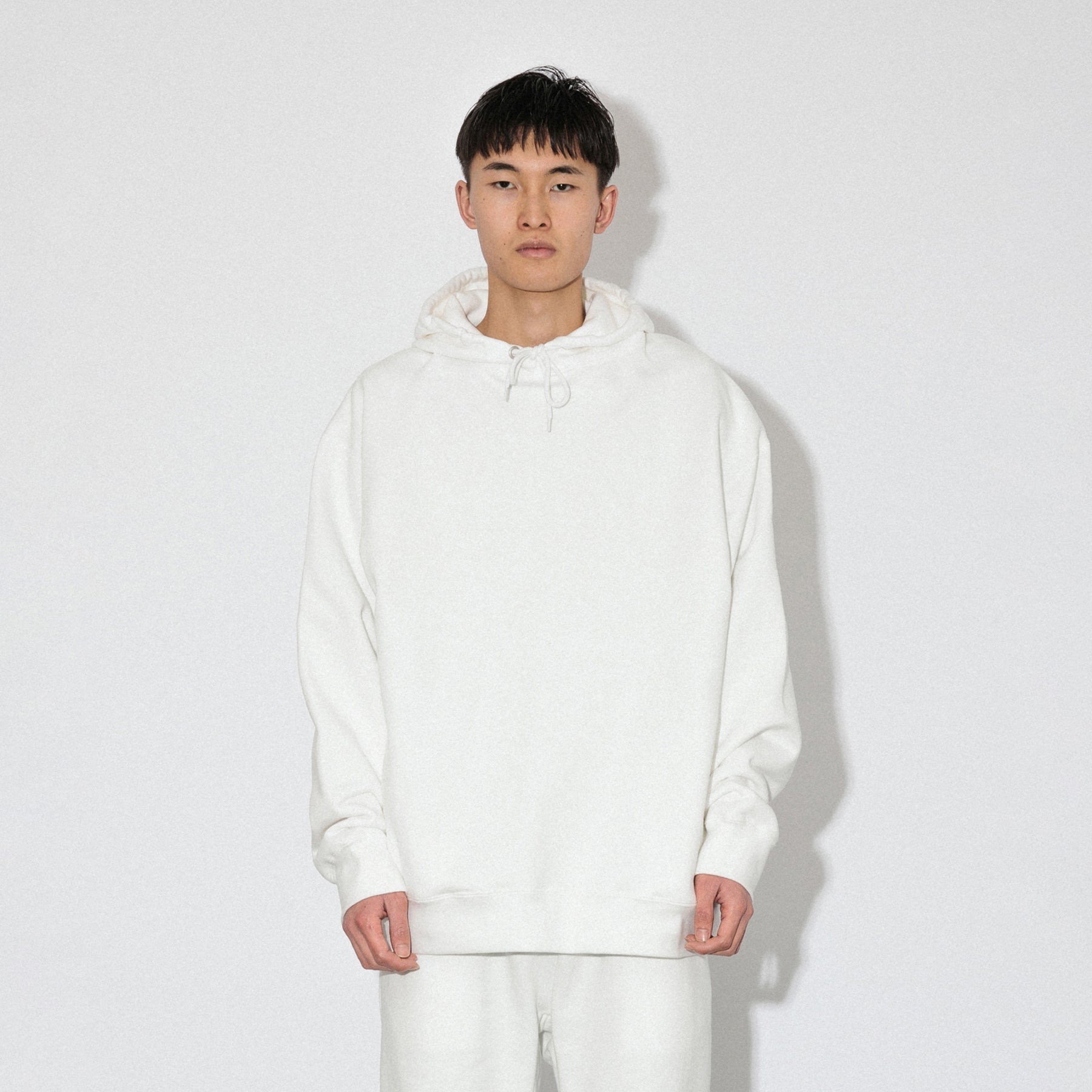 KN-HS-SP-01_WH | Heavy Hooded Sweatshirt - Seam Pocket | Color:WHITE【Knuu(縫う)_ヌウ】