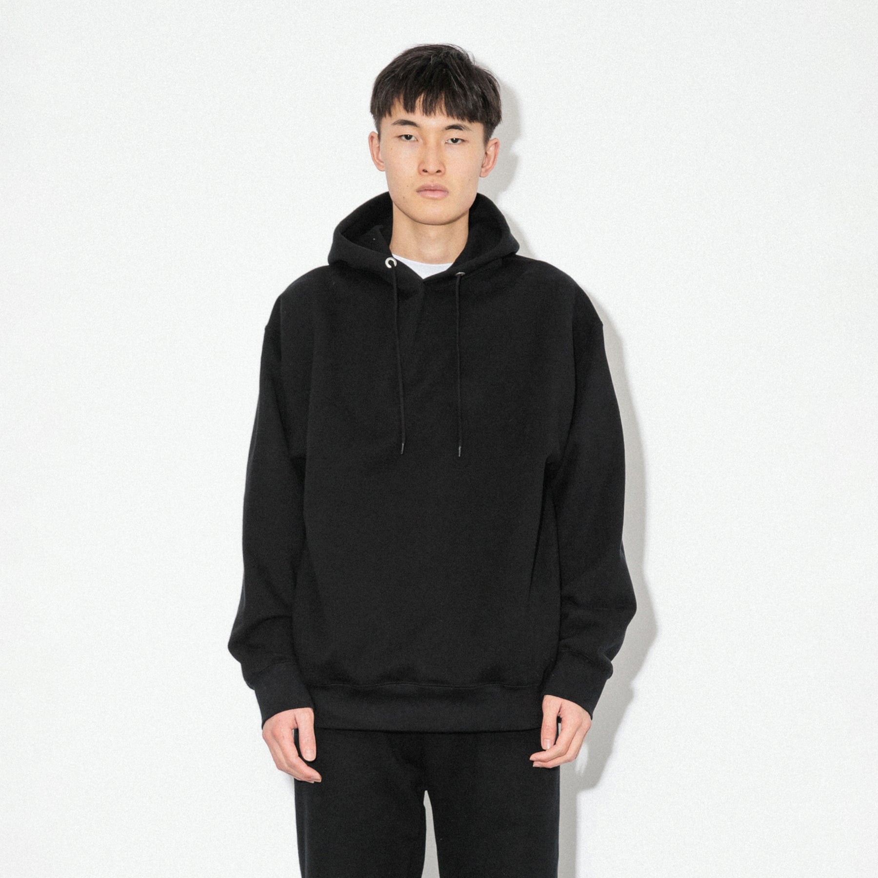 KN-HS-SP-01_BL | Heavy Hooded Sweatshirt - Seam Pocket | Color:BLACK【Knuu(縫う)_ヌウ】