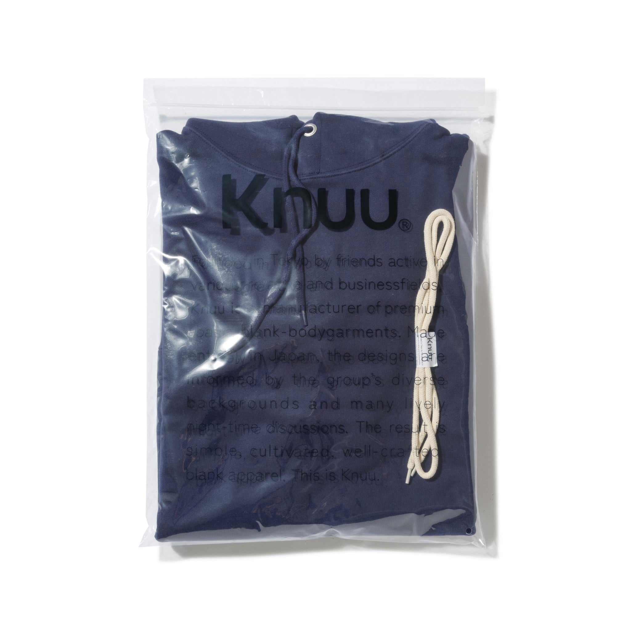 KN-HS-SP-01_NV | Heavy Hooded Sweatshirt - Seam Pocket | Color:NAVY【Knuu(縫う)_ヌウ】
