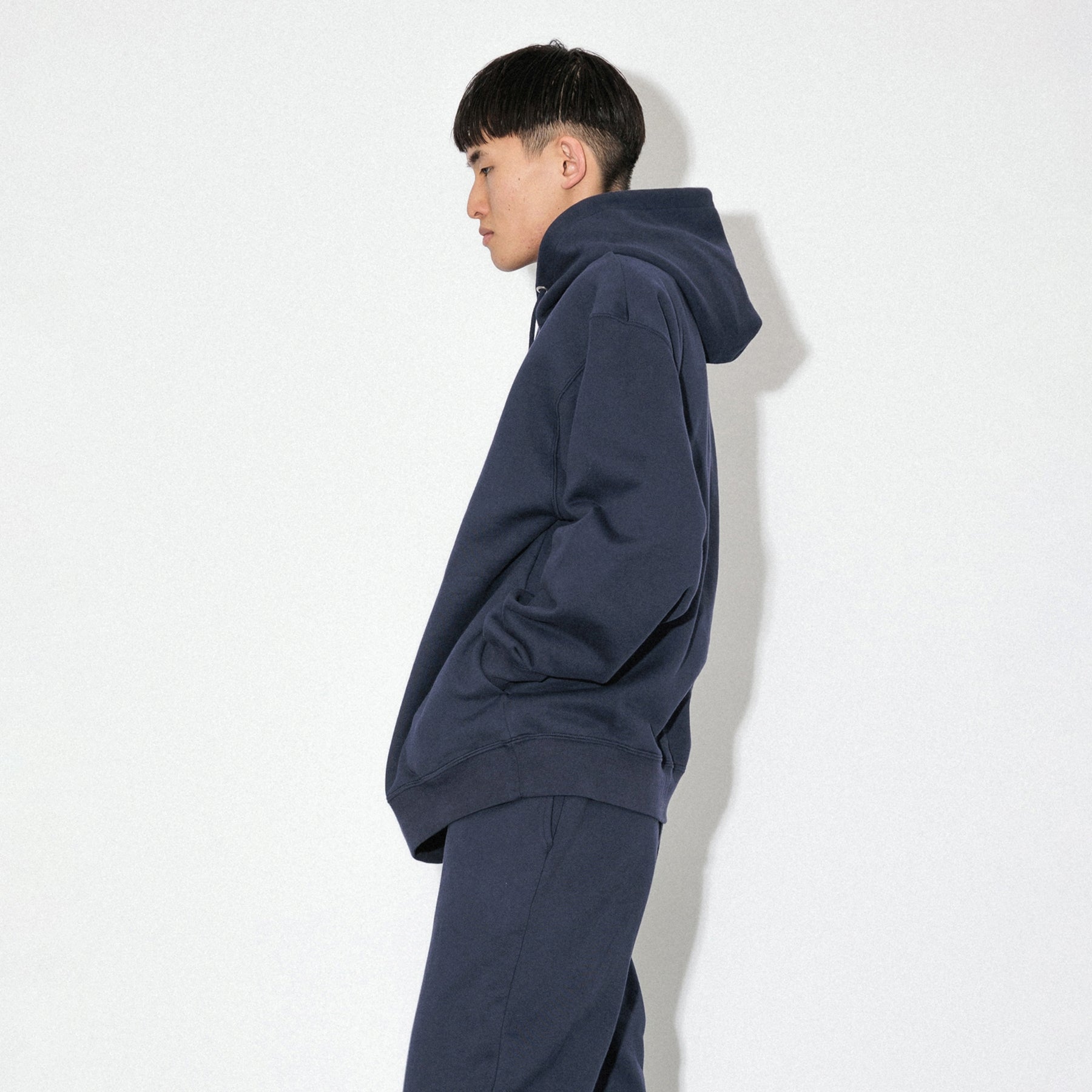 KN-HS-SP-01_NV | Heavy Hooded Sweatshirt - Seam Pocket | Color:NAVY【Knuu(縫う)_ヌウ】