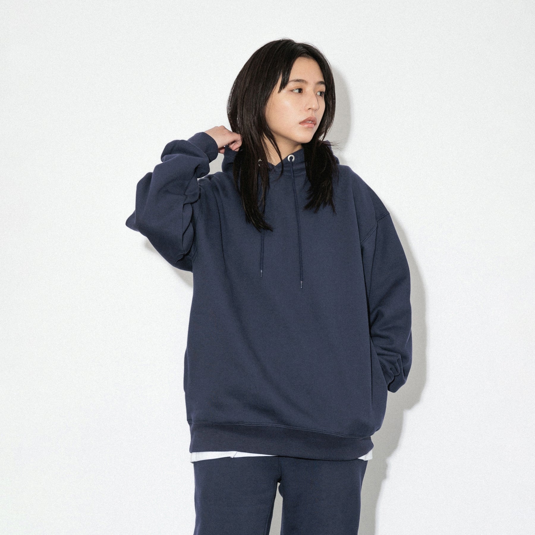 KN-HS-SP-01_NV | Heavy Hooded Sweatshirt - Seam Pocket | Color:NAVY【Knuu(縫う)_ヌウ】