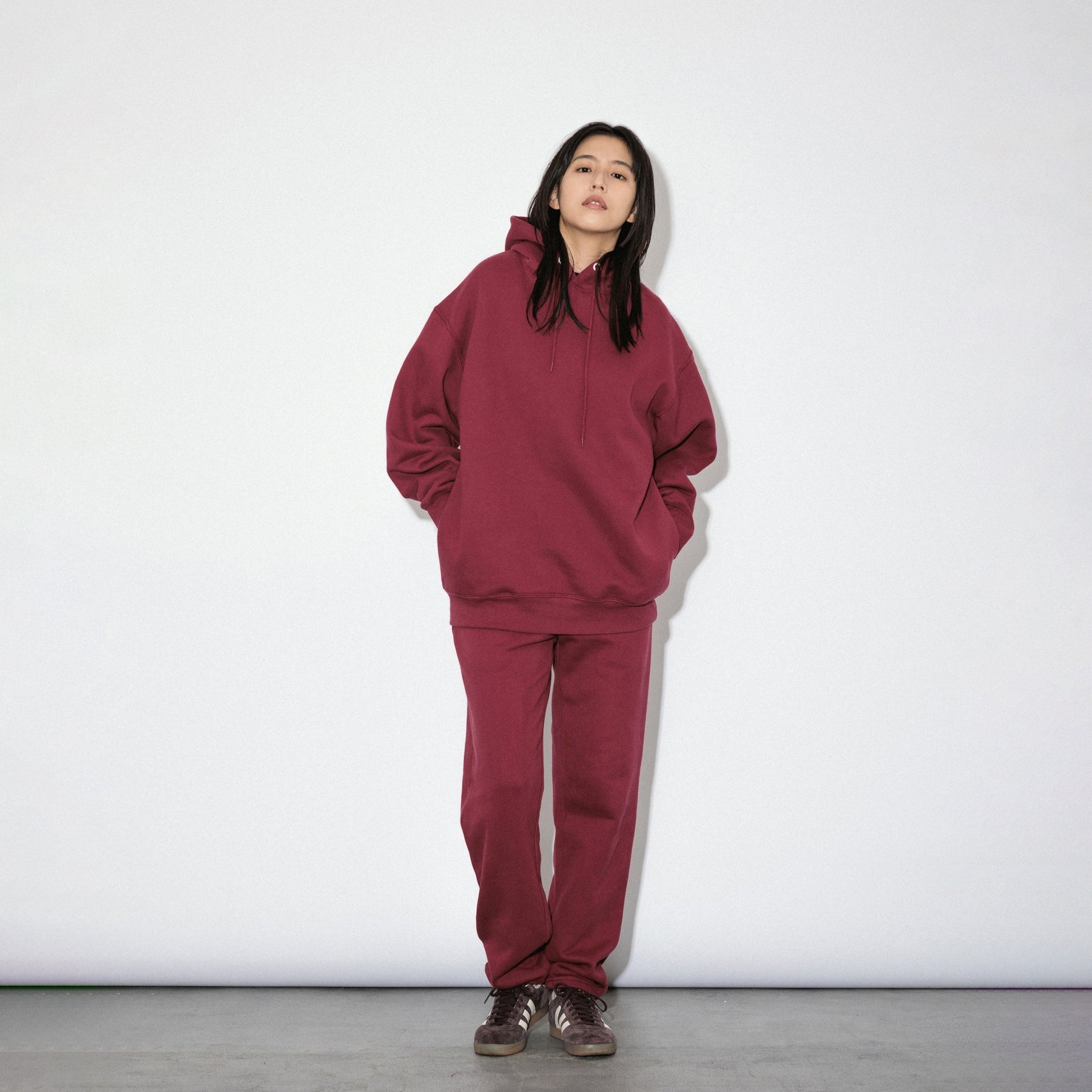 KN-HS-SP-01_MA | Heavy Hooded Sweatshirt - Seam Pocket | Color:MAROON【Knuu(縫う)_ヌウ】
