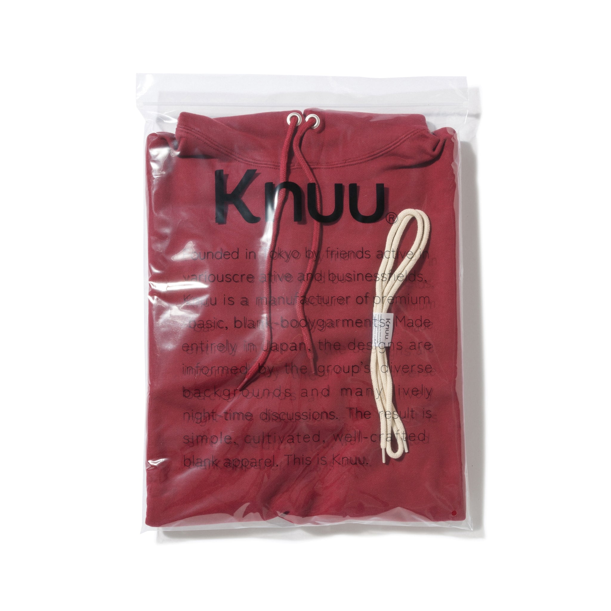 KN-HS-SP-01_MA | Heavy Hooded Sweatshirt - Seam Pocket | Color:MAROON【Knuu(縫う)_ヌウ】