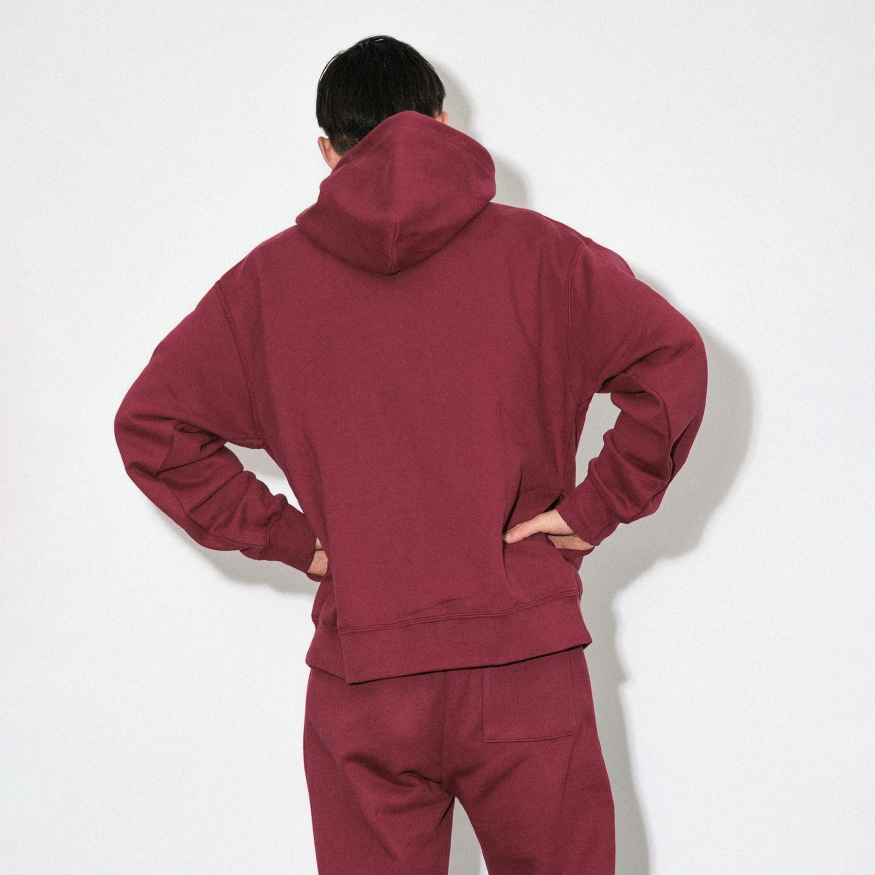 KN-HS-SP-01_MA | Heavy Hooded Sweatshirt - Seam Pocket | Color:MAROON【Knuu(縫う)_ヌウ】