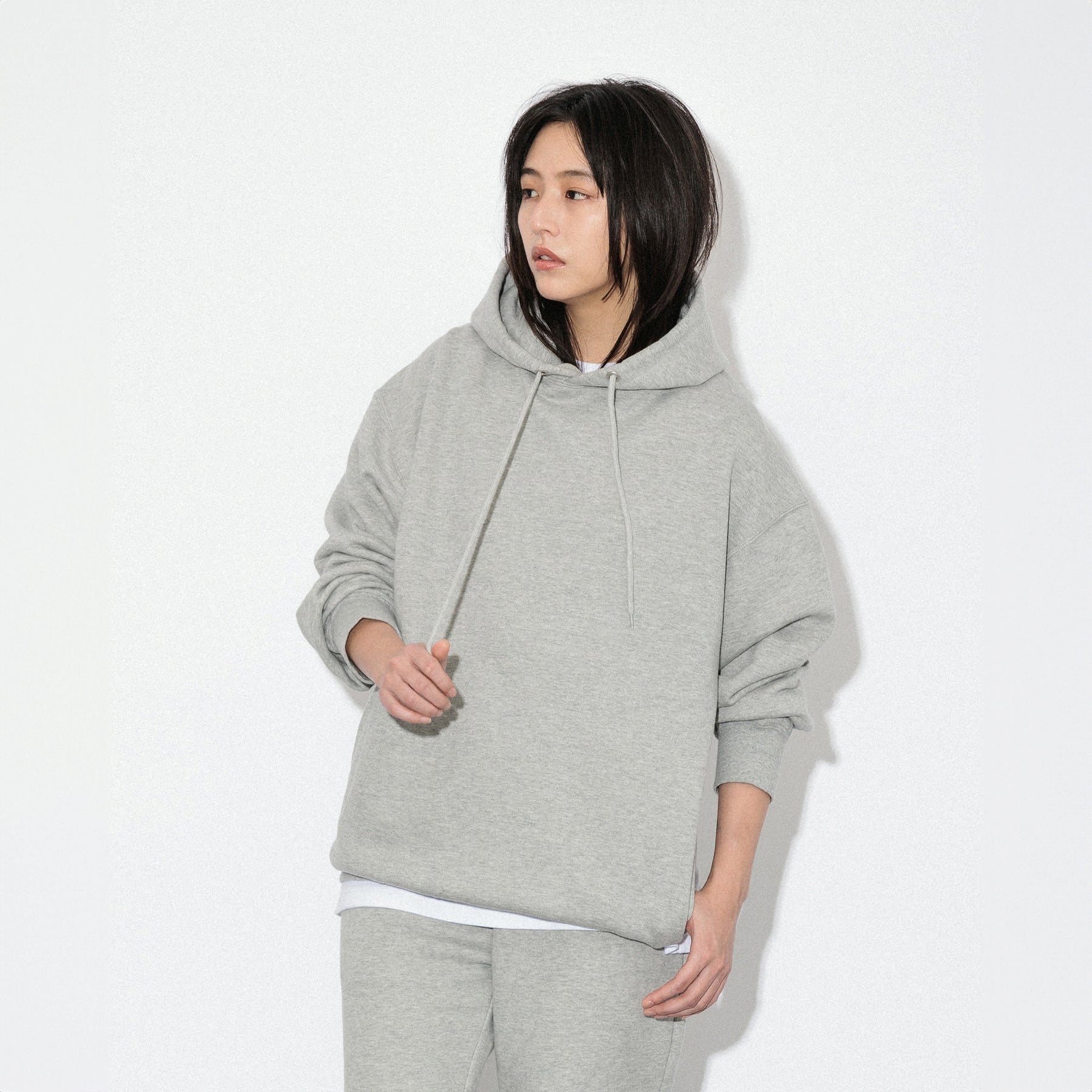 KN-HS-SP-01_HG | Heavy Hooded Sweatshirt - Seam Pocket | Color:HEATHER GRAY【Knuu(縫う)_ヌウ】