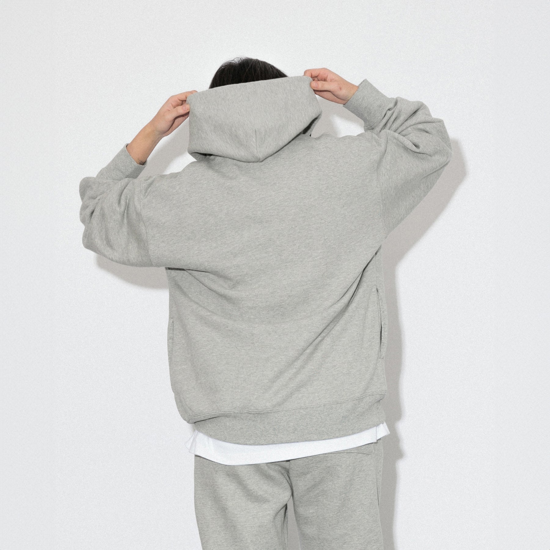 KN-HS-SP-01_HG | Heavy Hooded Sweatshirt - Seam Pocket | Color:HEATHER GRAY【Knuu(縫う)_ヌウ】