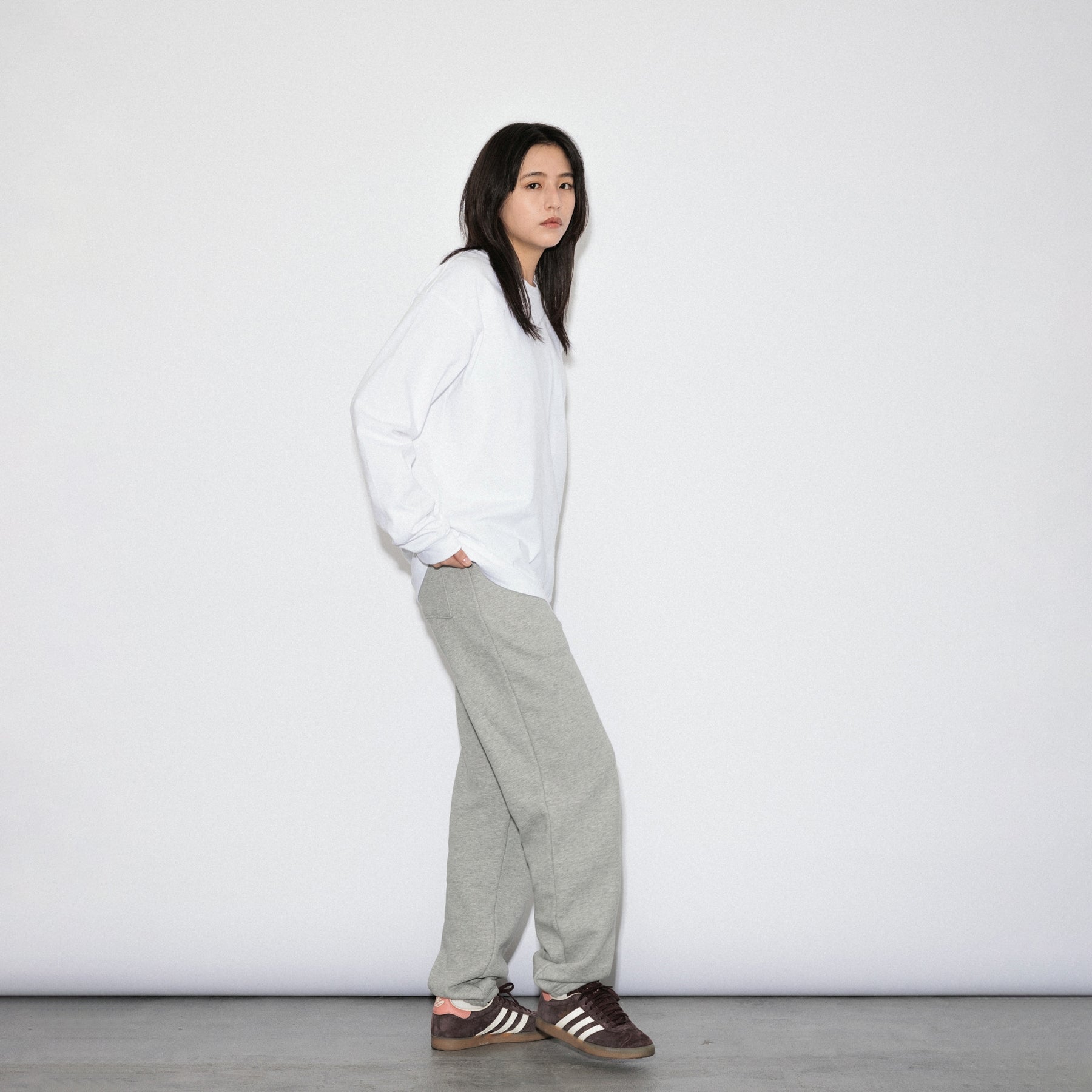 KN-LT-01_WH | Heavy Crewneck Long Sleeve T-Shirt | Color:WHITE【Knuu(縫う)_ヌウ】