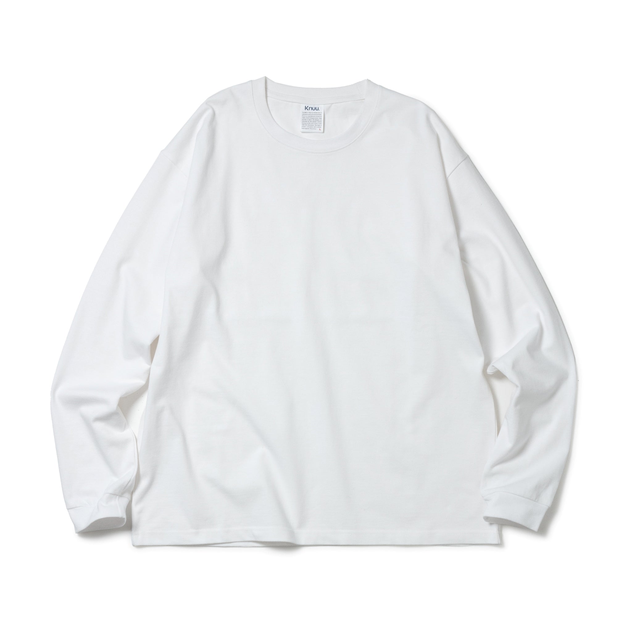 KN-LT-01_WH | Heavy Crewneck Long Sleeve T-Shirt | Color:WHITE【Knuu(縫う)_ヌウ】