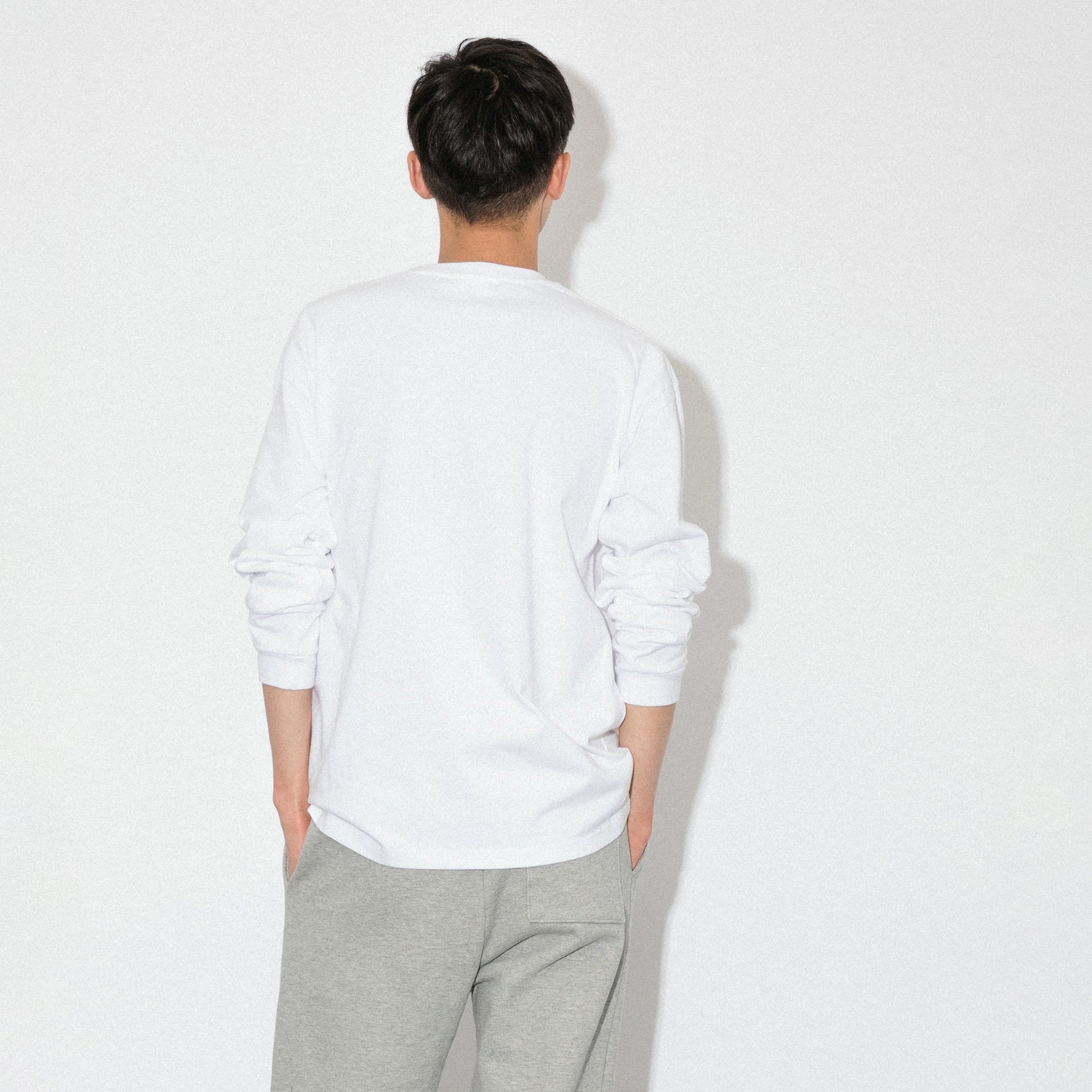 KN-LT-01_WH | Heavy Crewneck Long Sleeve T-Shirt | Color:WHITE【Knuu(縫う)_ヌウ】