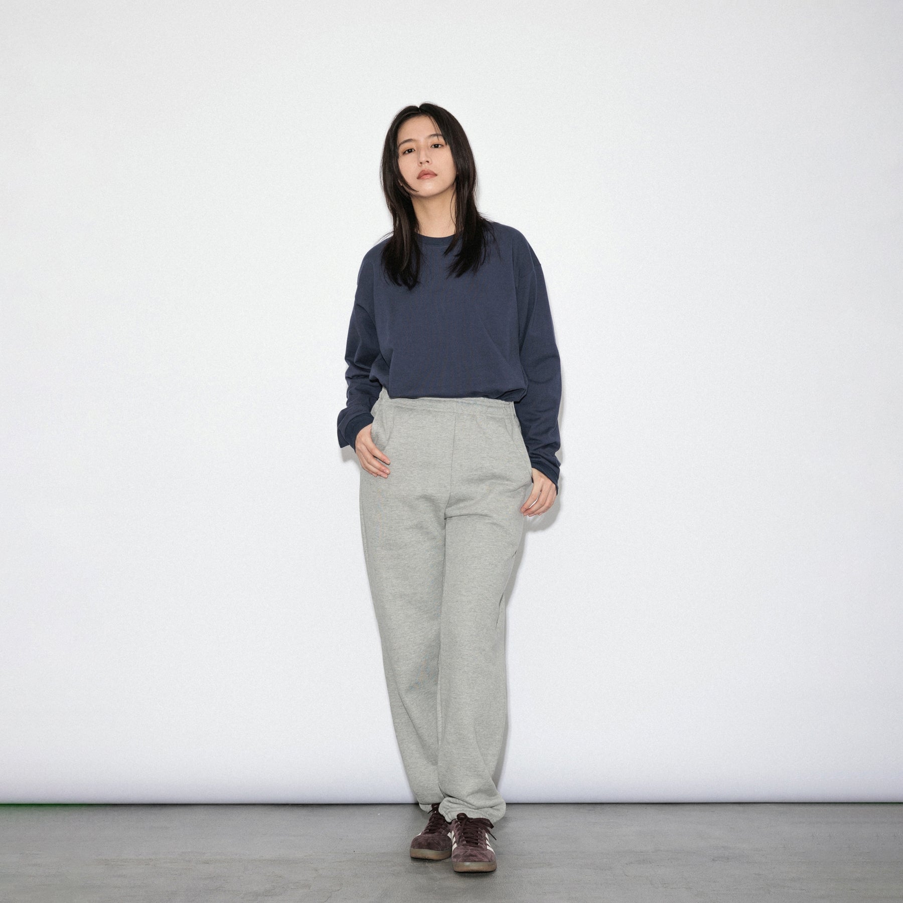 KN-LT-01_NV | Heavy Crewneck Long Sleeve T-Shirt | Color:NAVY【Knuu(縫う)_ヌウ】