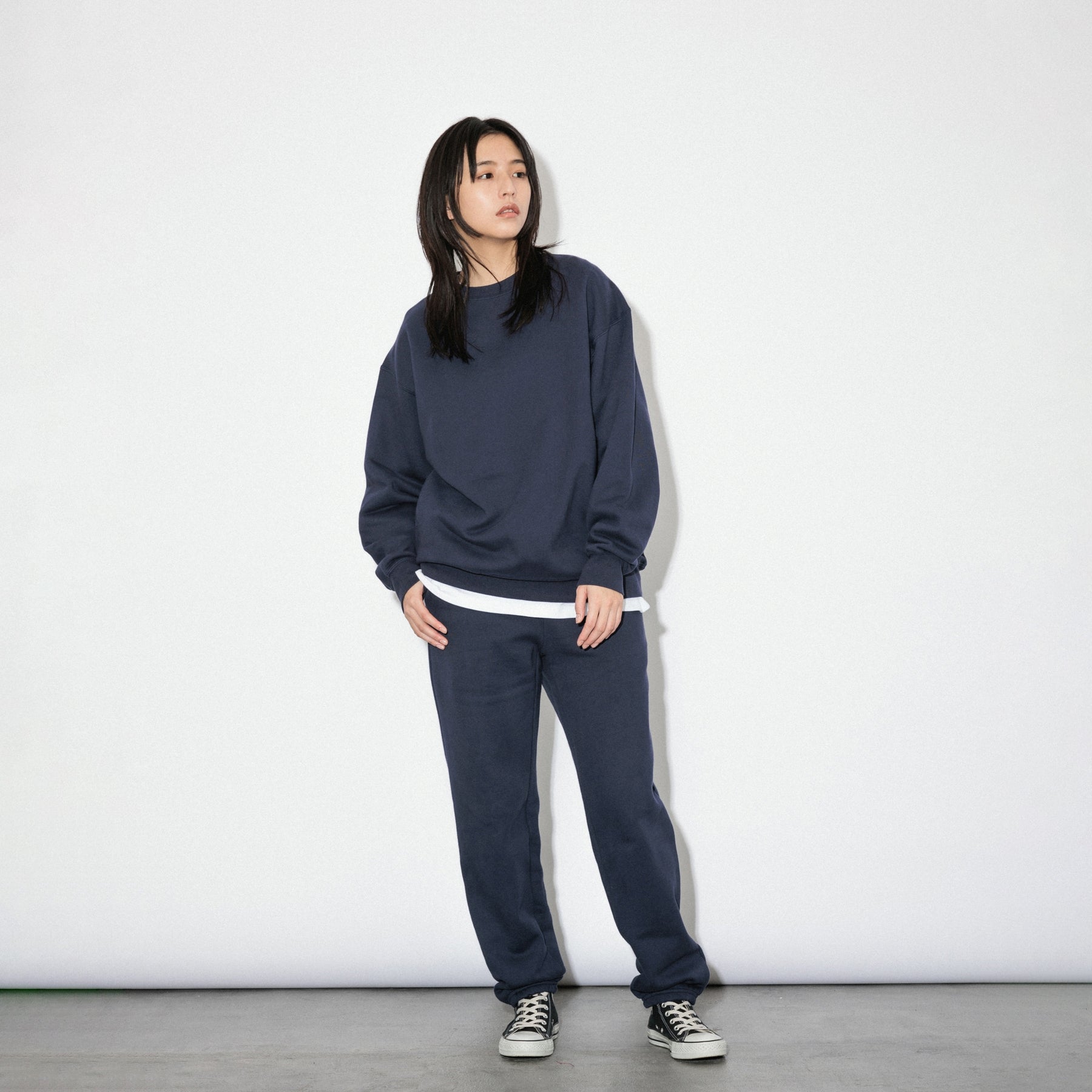 KN-SS-01_NV | Heavy Crewneck Sweatshirt | Color:NAVY【Knuu(縫う)_ヌウ】