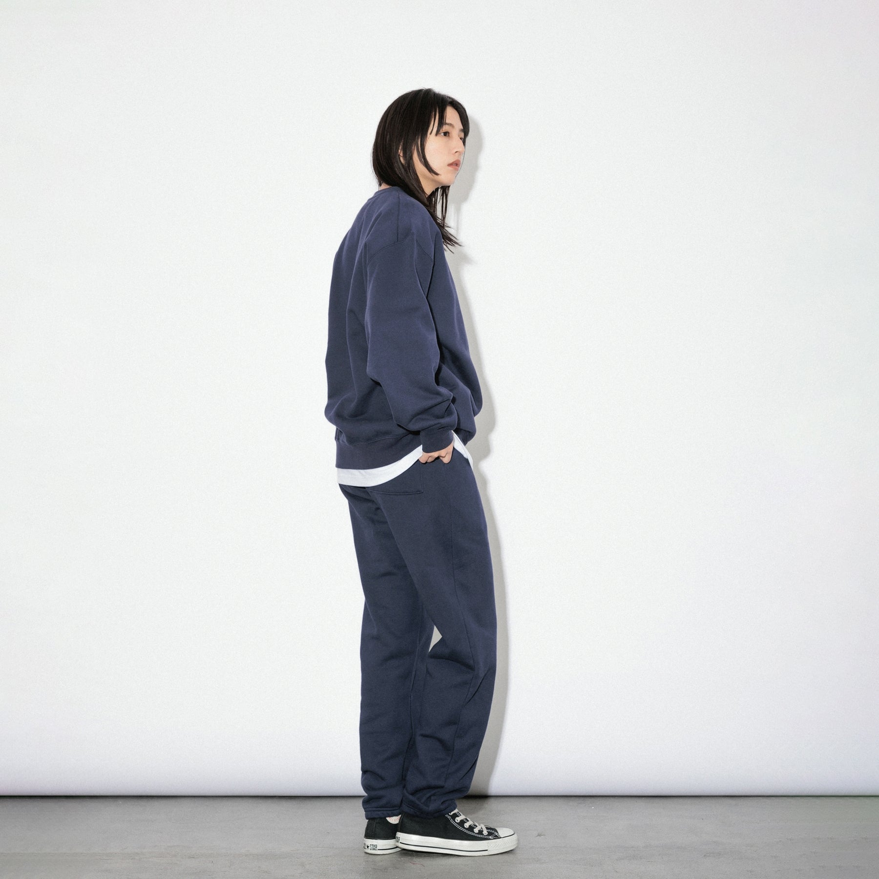KN-SS-01_NV | Heavy Crewneck Sweatshirt | Color:NAVY【Knuu(縫う)_ヌウ】