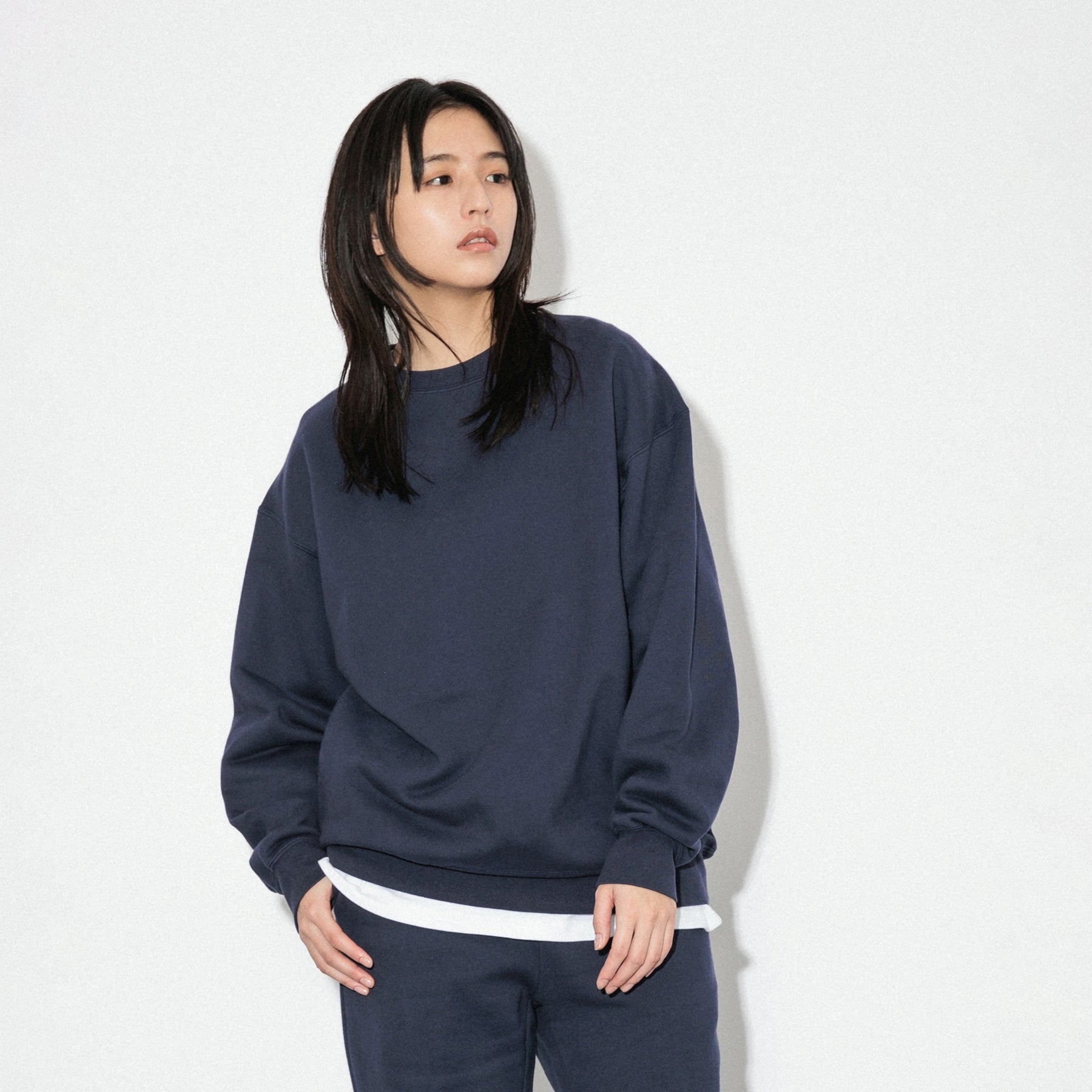 KN-SS-01_NV | Heavy Crewneck Sweatshirt | Color:NAVY【Knuu(縫う)_ヌウ】