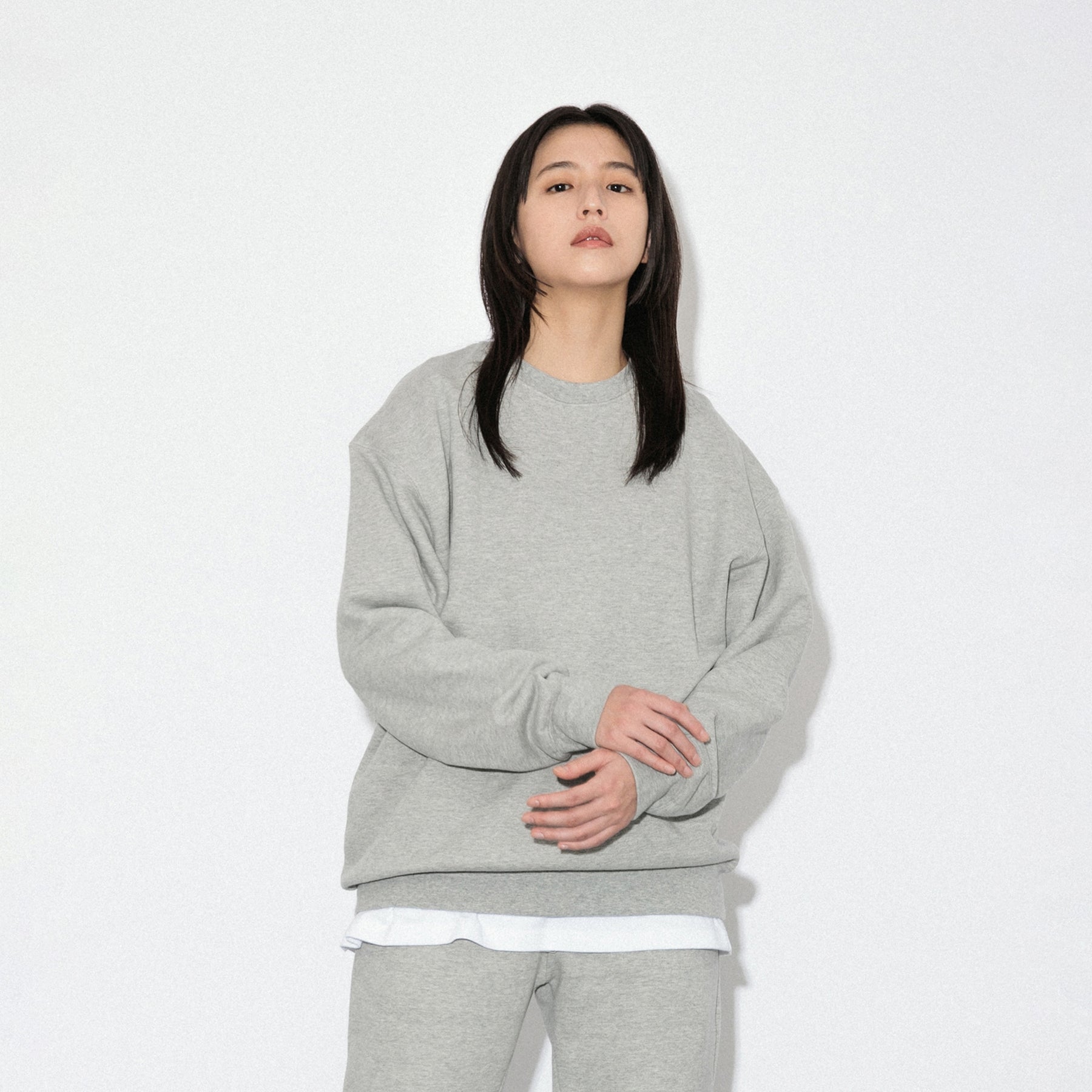 KN-SS-01_HG | Heavy Crewneck Sweatshirt | Color:HEATHER GRAY【Knuu(縫う)_ヌウ】