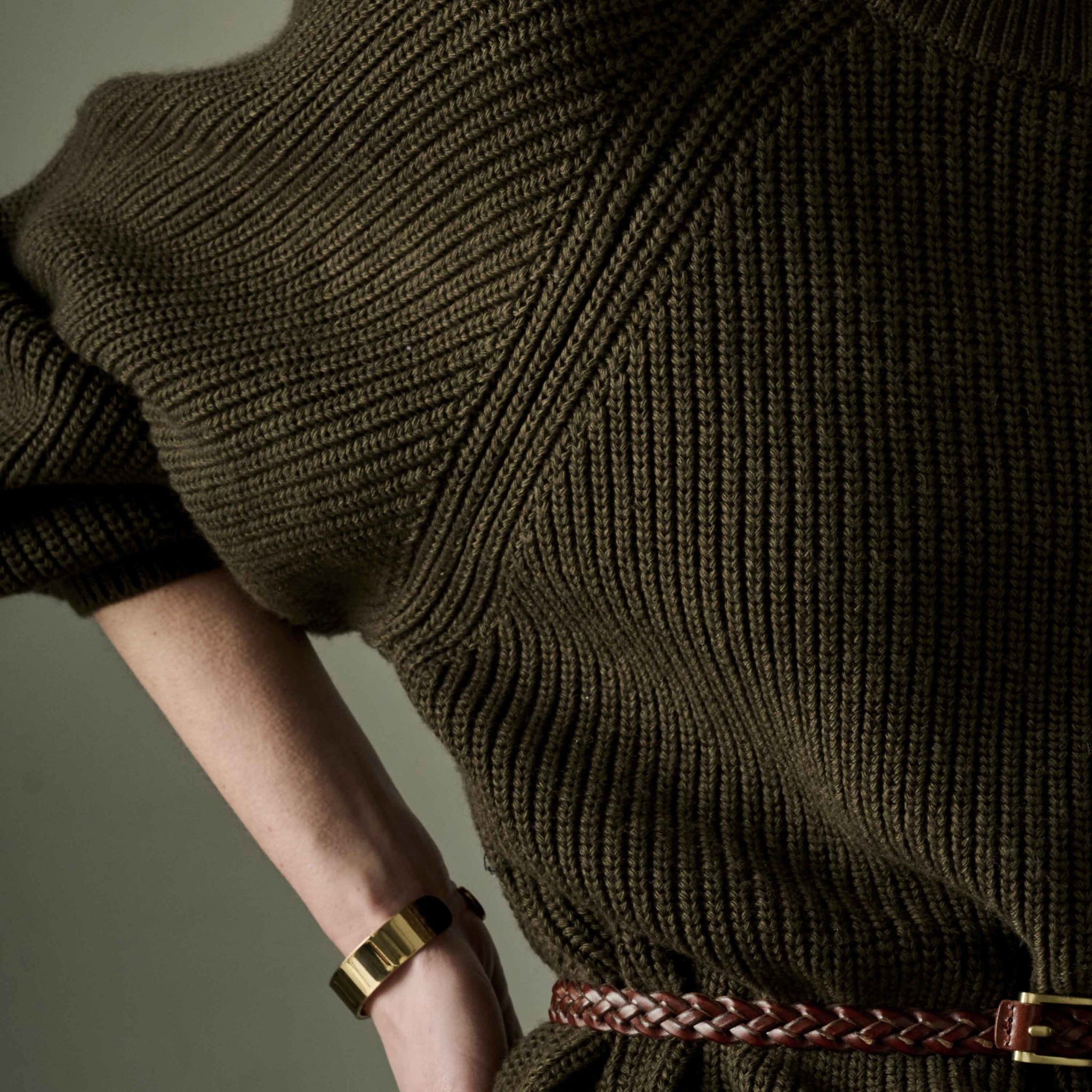 MIL24FKN3031_KHAKI | HALF ZIP MIL KNIT TOP | Color:Khaki【KHA:KI_カーキ】