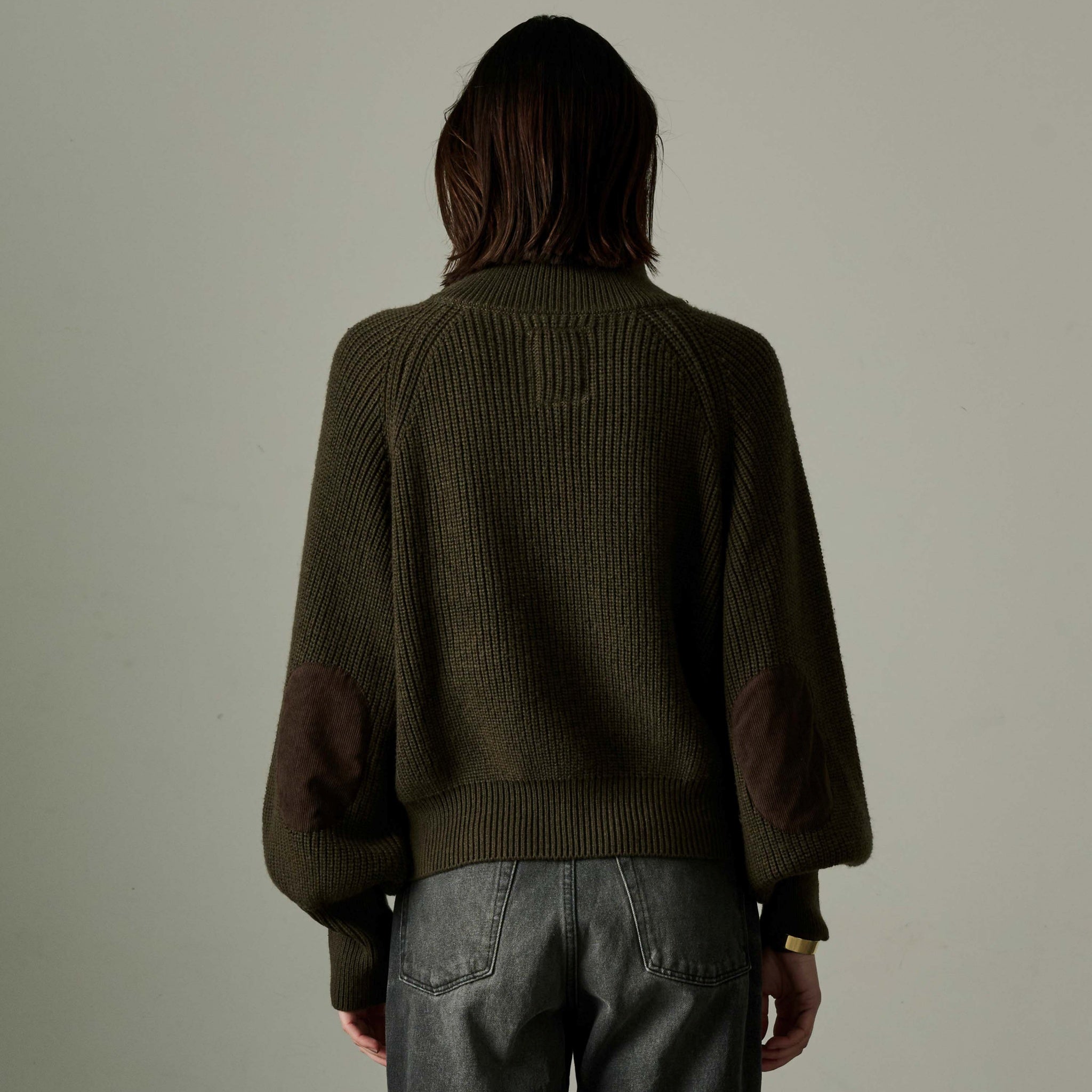 MIL24FKN3031_KHAKI | HALF ZIP MIL KNIT TOP | Color:Khaki【KHA:KI_カーキ】
