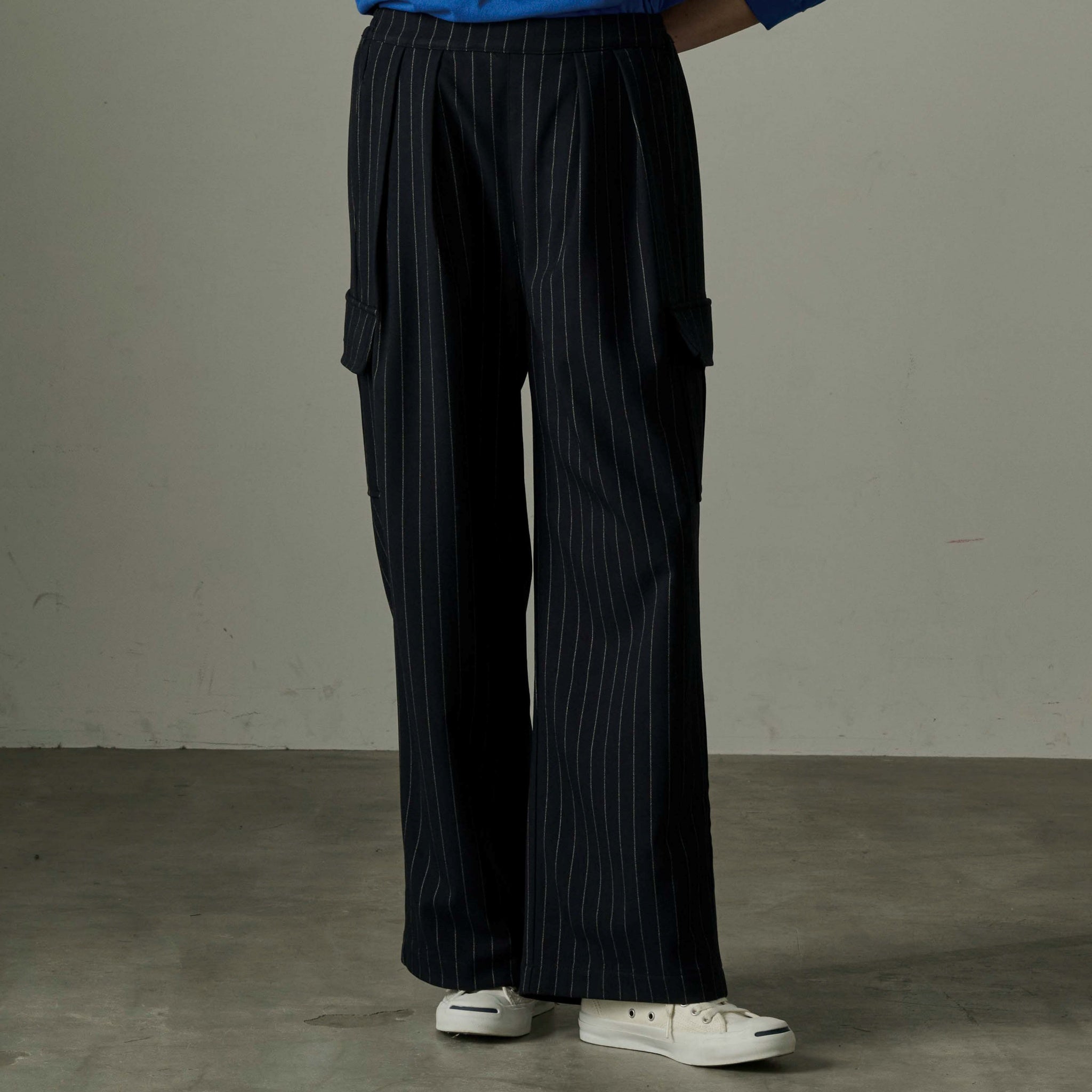 MIL24FPT3220_navy st | STRIPE CARGO PANTS | Color:Navy St【KHA:KI_カーキ】