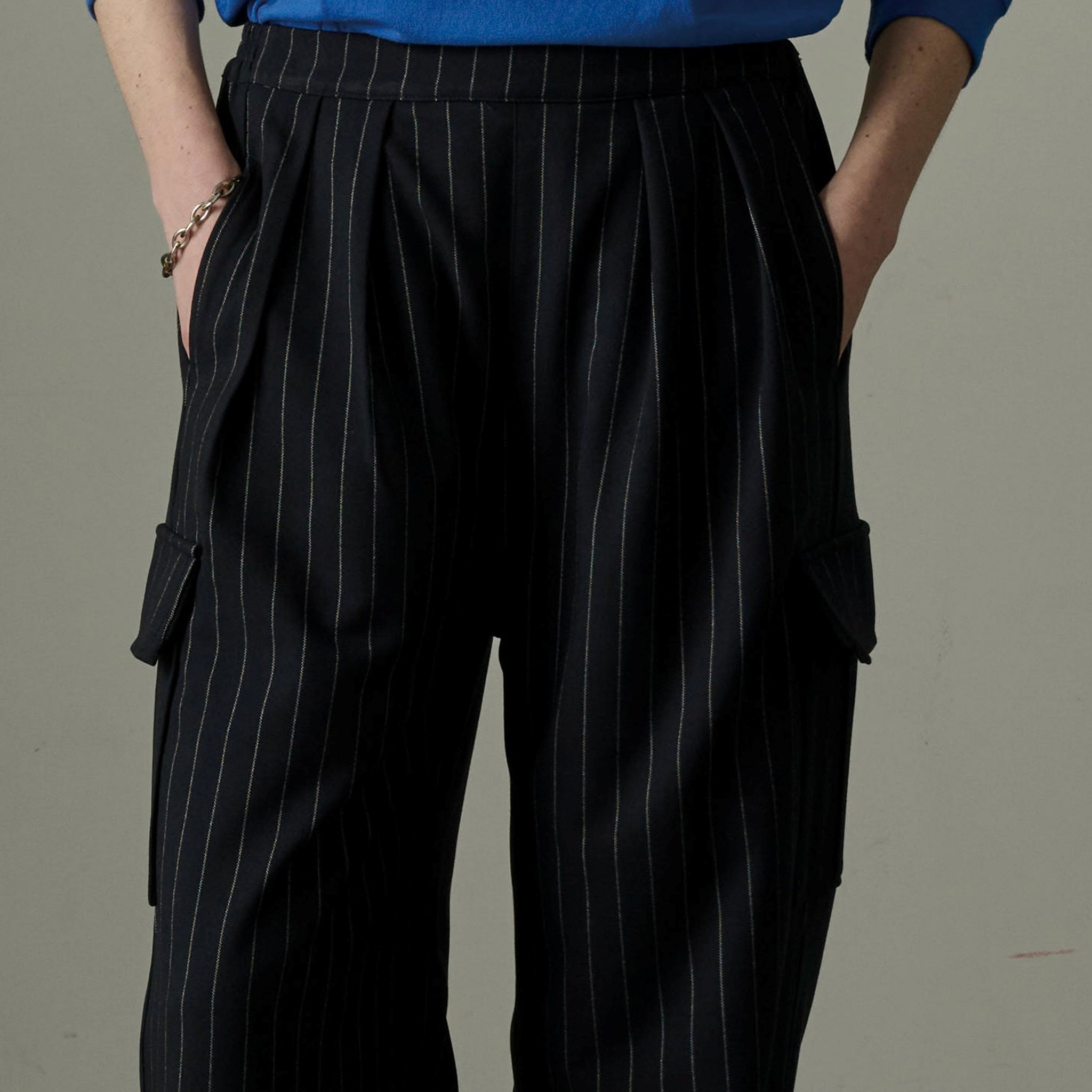 MIL24FPT3220_navy st | STRIPE CARGO PANTS | Color:Navy St【KHA:KI_カーキ】