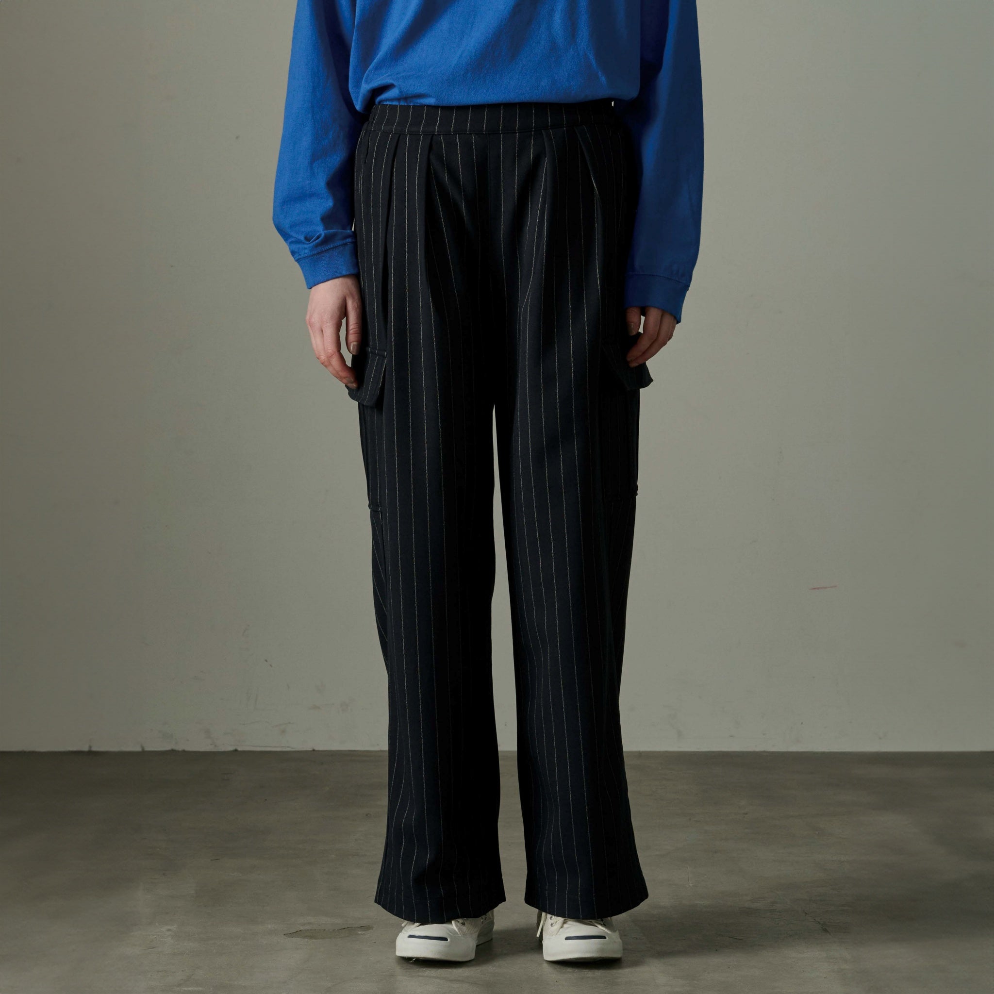 MIL24FPT3220_navy st | STRIPE CARGO PANTS | Color:Navy St【KHA:KI_カーキ】