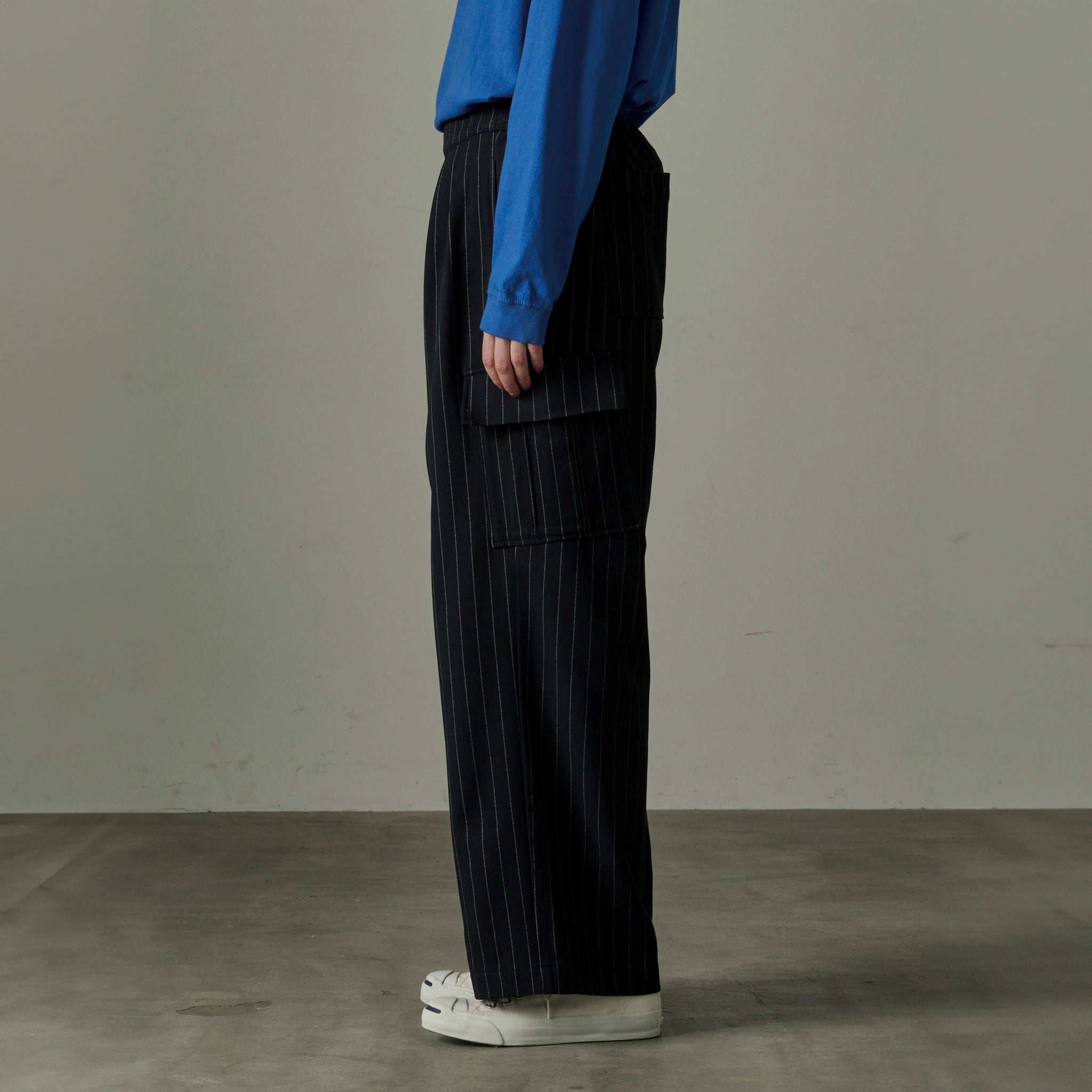 MIL24FPT3220_navy st | STRIPE CARGO PANTS | Color:Navy St【KHA:KI_カーキ】