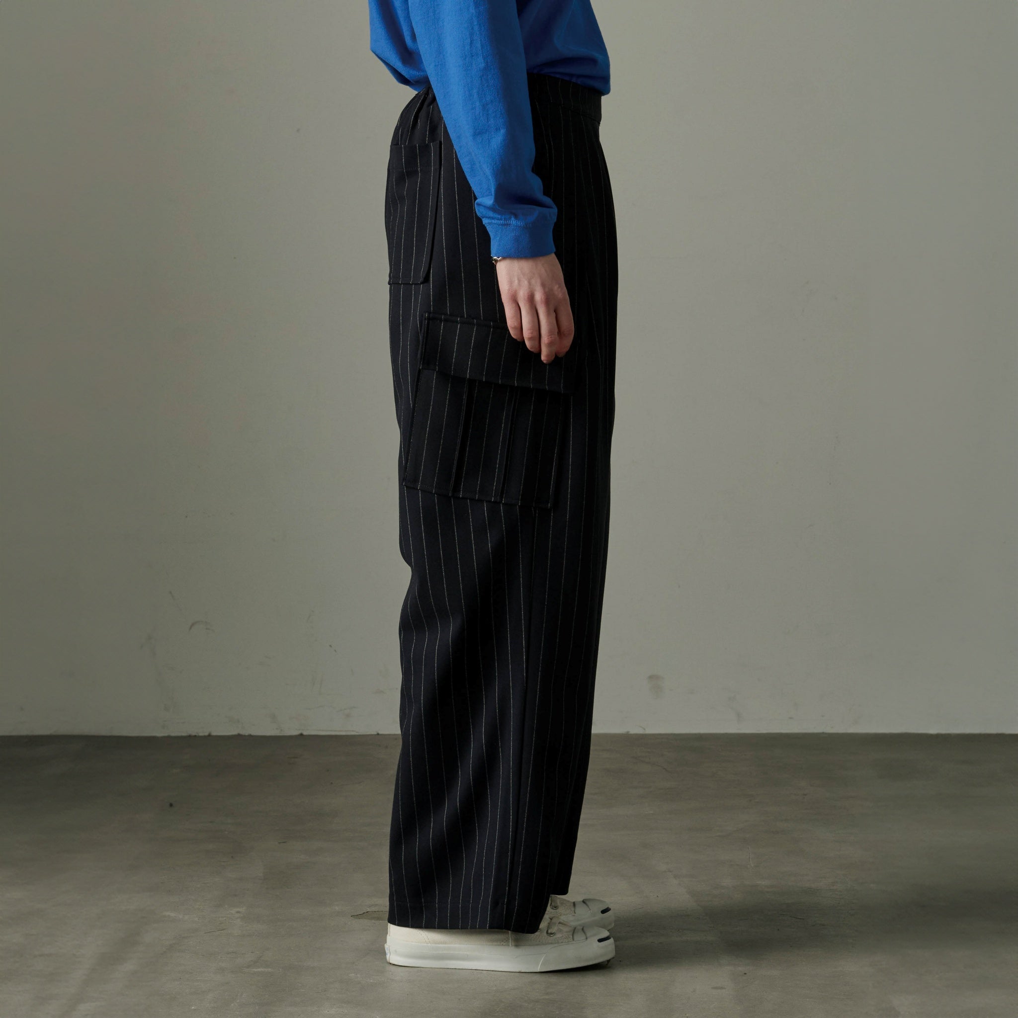 MIL24FPT3220_navy st | STRIPE CARGO PANTS | Color:Navy St【KHA:KI_カーキ】