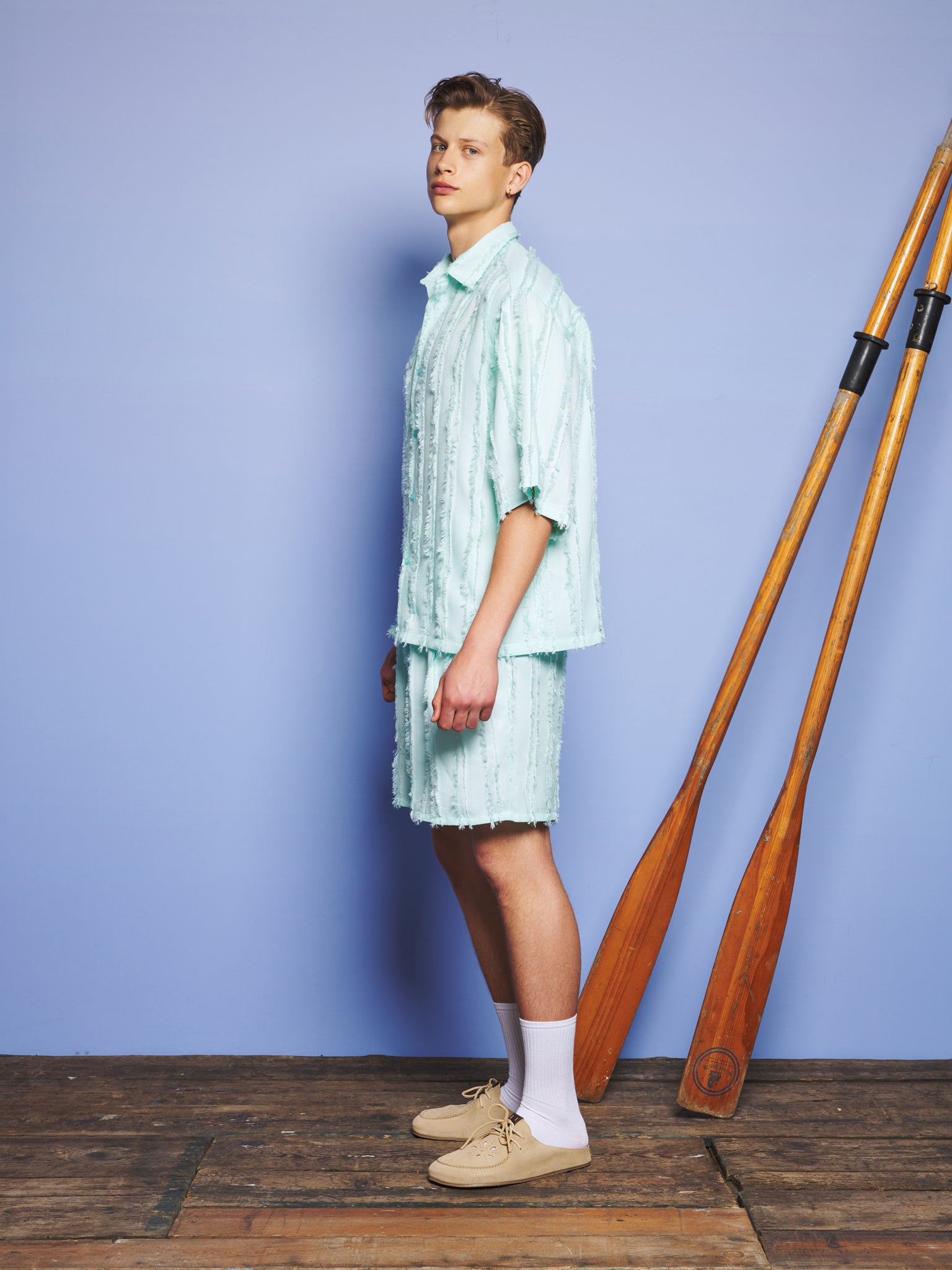 Davy Frayed Boxy Shirt | Color_Green | No_32SM01BLM166GRN_GREEN【SISTER JANE_シスタージェーン】