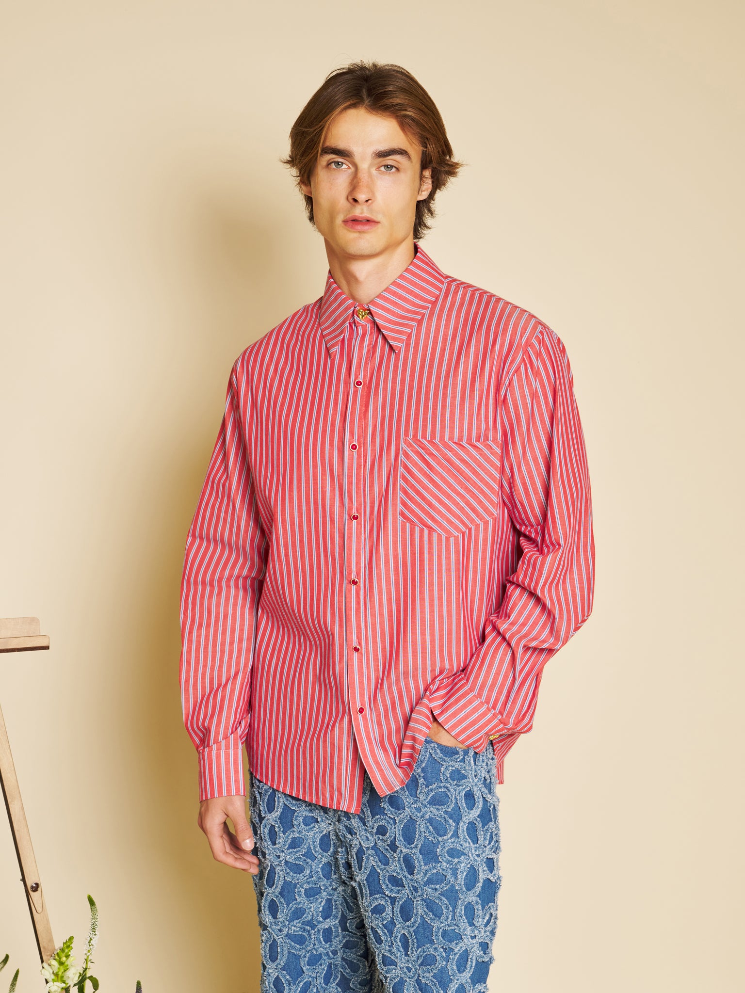 Penny Stripe Shirt – Red | SISTER JANE