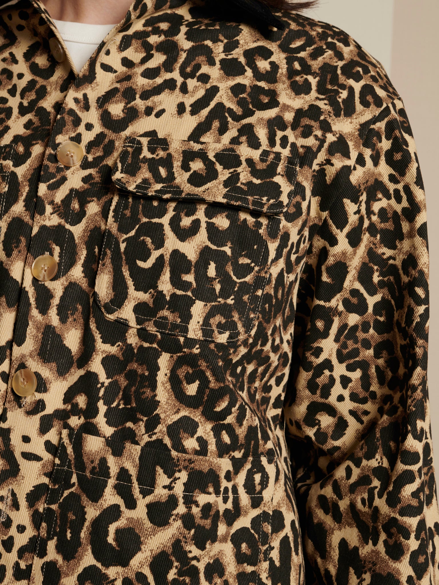 Conrad Leopard Worker Jacket | Color_Tan | No_32SM02JKM063TAN_TAN【SISTER JANE_シスタージェーン】