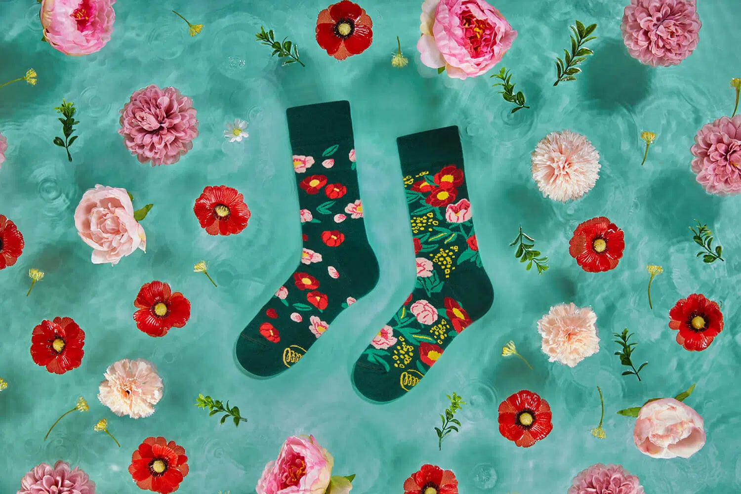 reguler socks / Flower Power Green【many mornings メニ―モーニングス】【ネコポス選択可能】