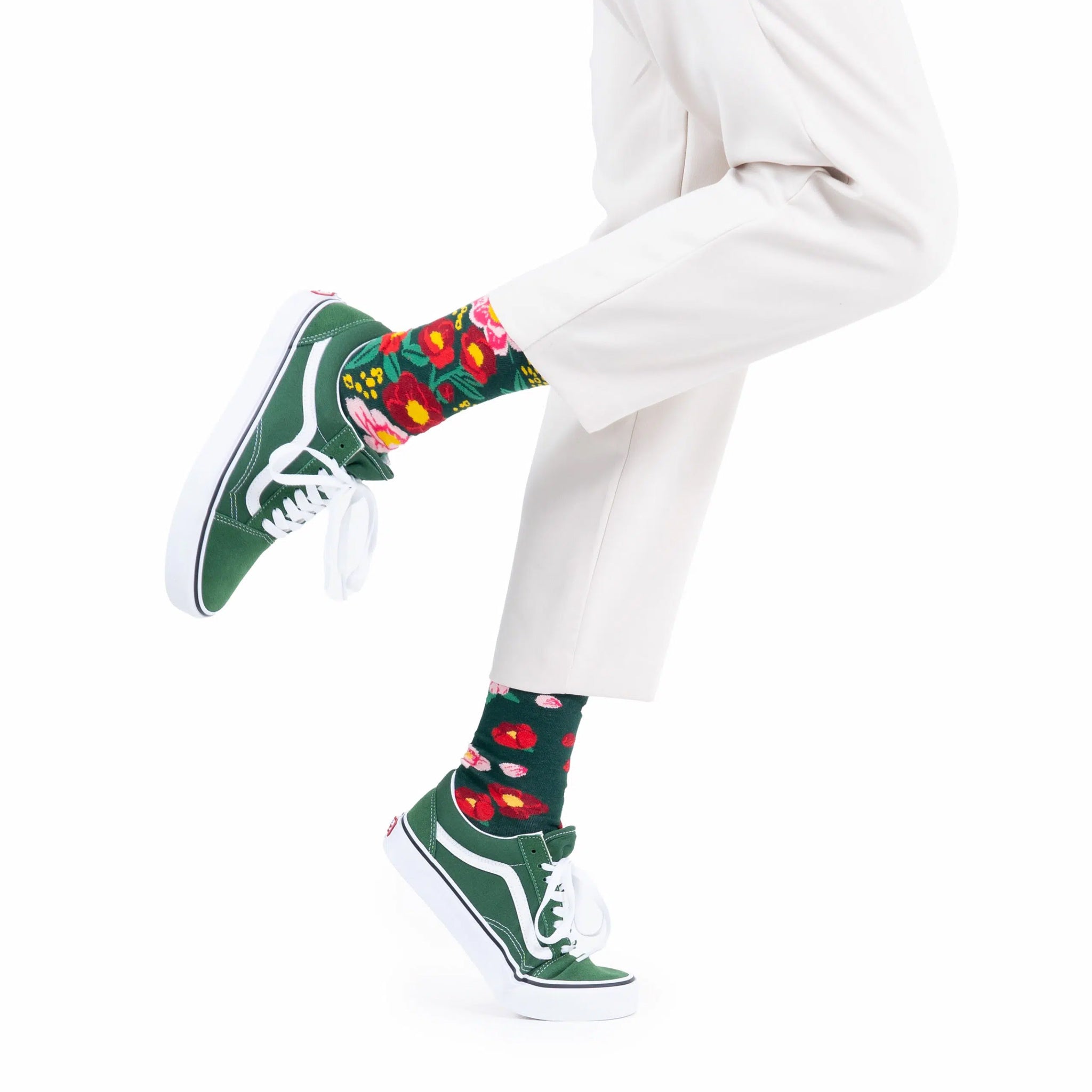 reguler socks / Flower Power Green【many mornings メニ―モーニングス】【ネコポス選択可能】