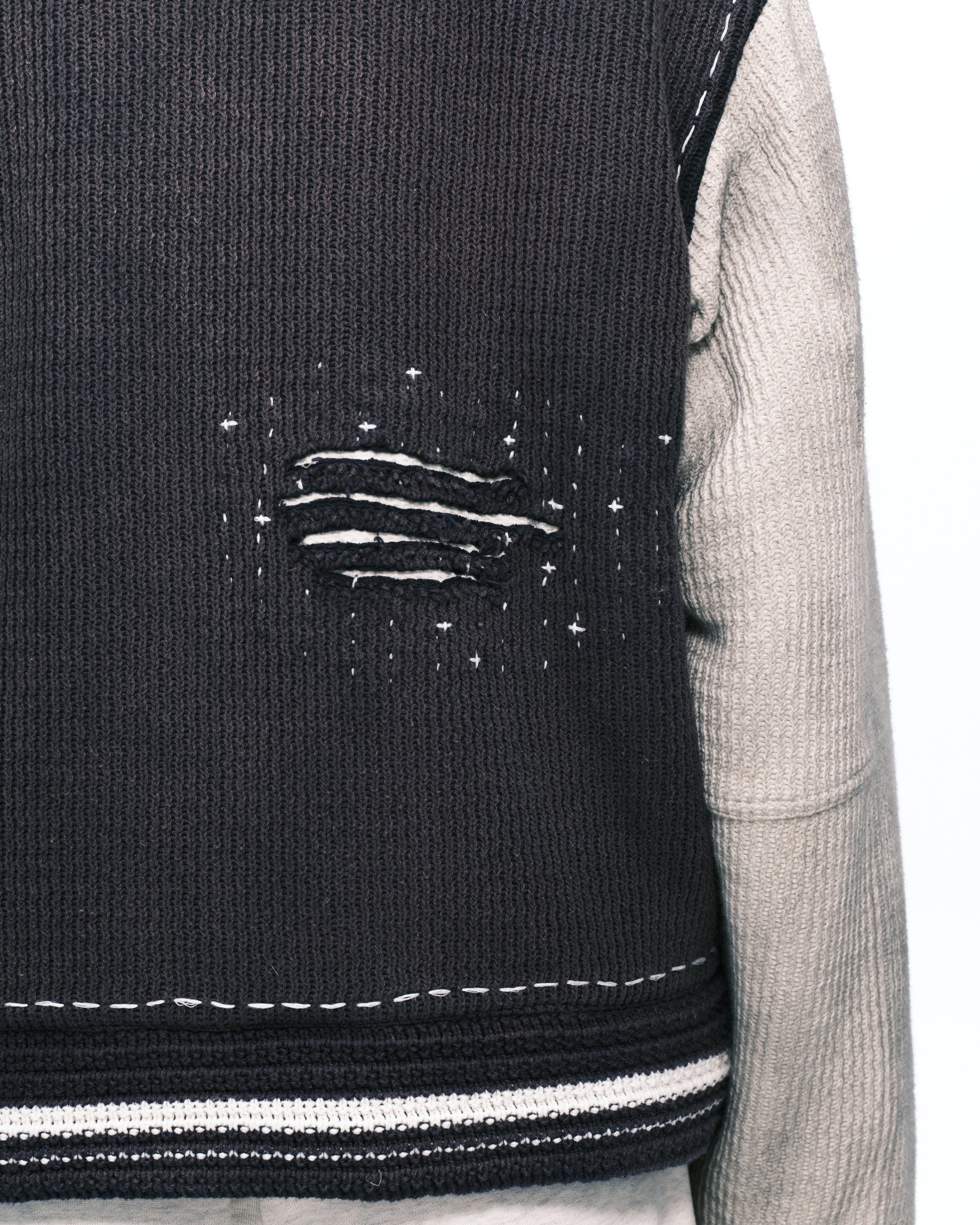 Knitted stitch Varsity jkt | Color_Navy / Beige | No_pla25awj01-1_navy / beige【PLATEAU STUDIO_プラトー スタジオ】