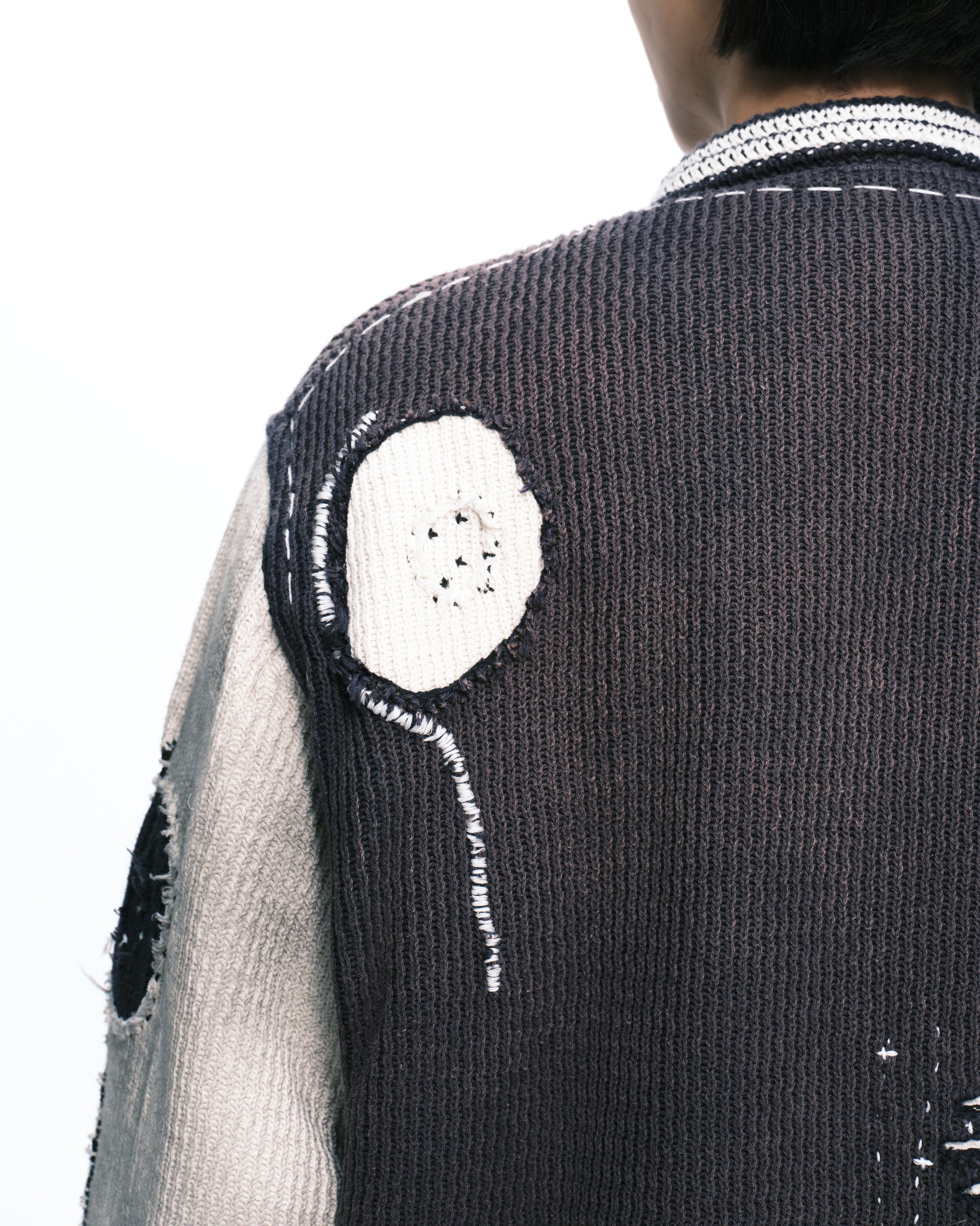 Knitted stitch Varsity jkt | Color_Navy / Beige | No_pla25awj01-1_navy / beige【PLATEAU STUDIO_プラトー スタジオ】