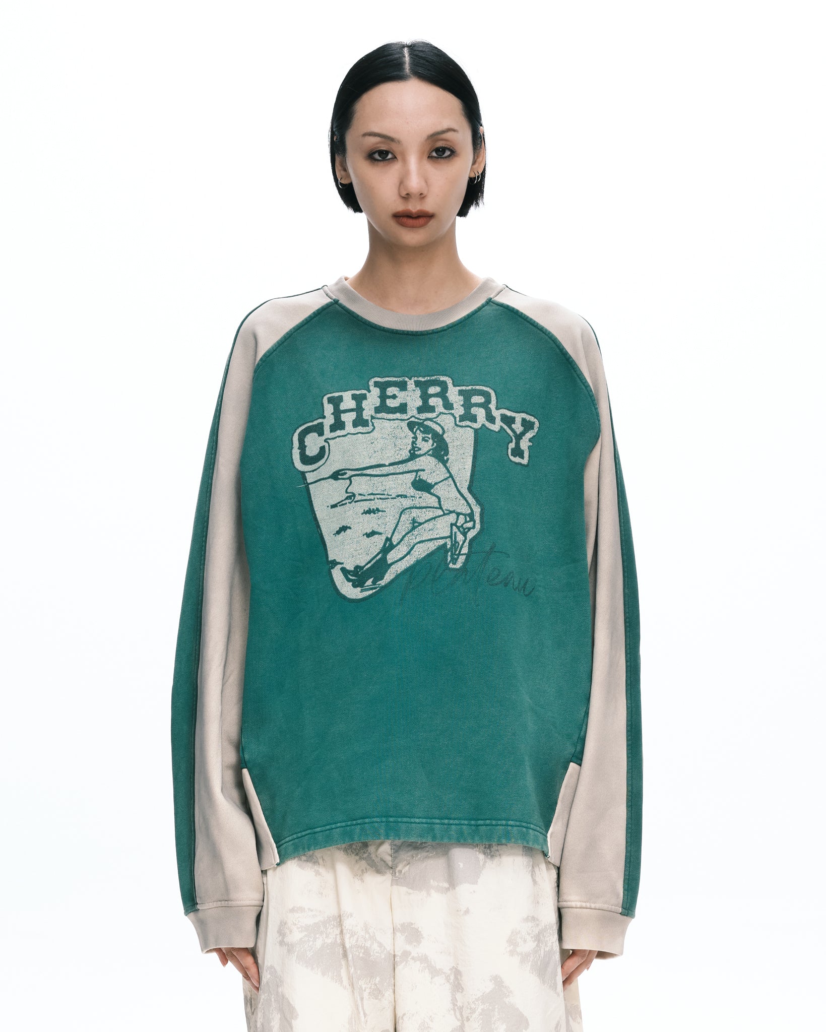 Cherry crew neck | Color_Green | No_pla25awt08-2_green【PLATEAU STUDIO_プラトー スタジオ】