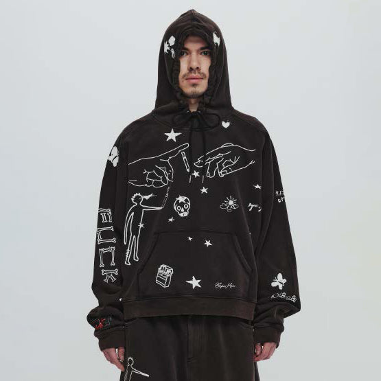 Pla24awcol2-1_washed black | x SYU.Man illustrator hoodie | Color:Washed Black【PLATEAU STUDIO_プラトー スタジオ】