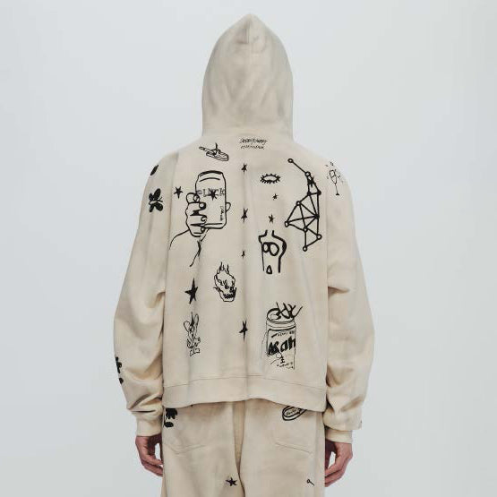 Pla24awcol2-2_dirty beige | x SYU.Man illustrator hoodie | Color:Dirty Beige【PLATEAU STUDIO_プラトー スタジオ】【archive】