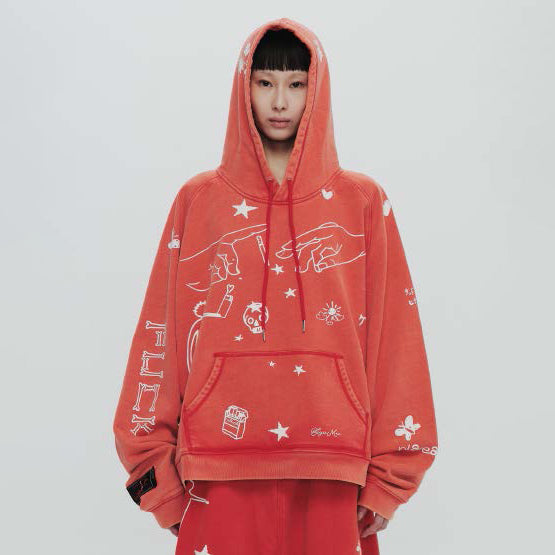 Pla24awcol2-2_washed red | x SYU.Man illustrator hoodie | Color:Washed Red【PLATEAU STUDIO_プラトー スタジオ】