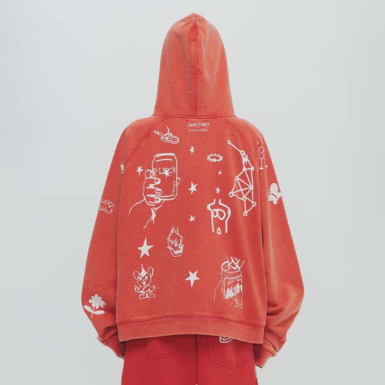 Pla24awcol2-2_washed red | x SYU.Man illustrator hoodie | Color:Washed Red【PLATEAU STUDIO_プラトー スタジオ】